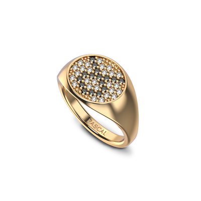 Mélange-Siegelring mit Diamanten im Stier-Design