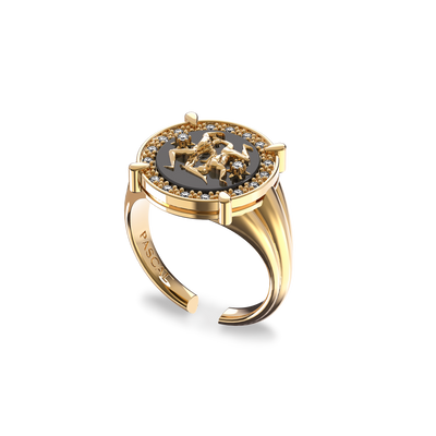Gemini Agate Diamond Ring