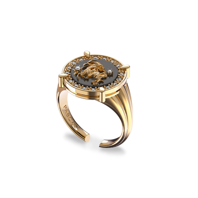 Sagittarius Agate Diamond Ring