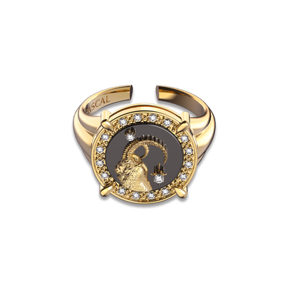 Capricorn Agate Diamond Ring