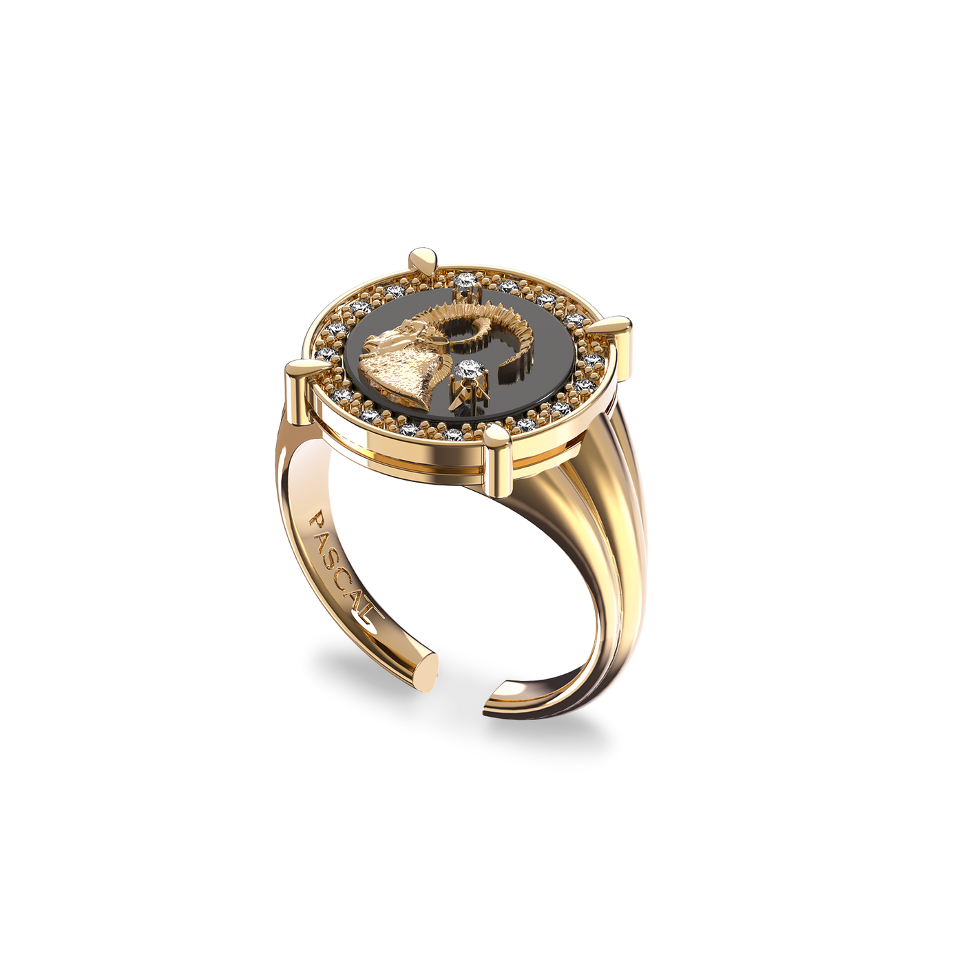 Capricornio ágata anillo de diamantes