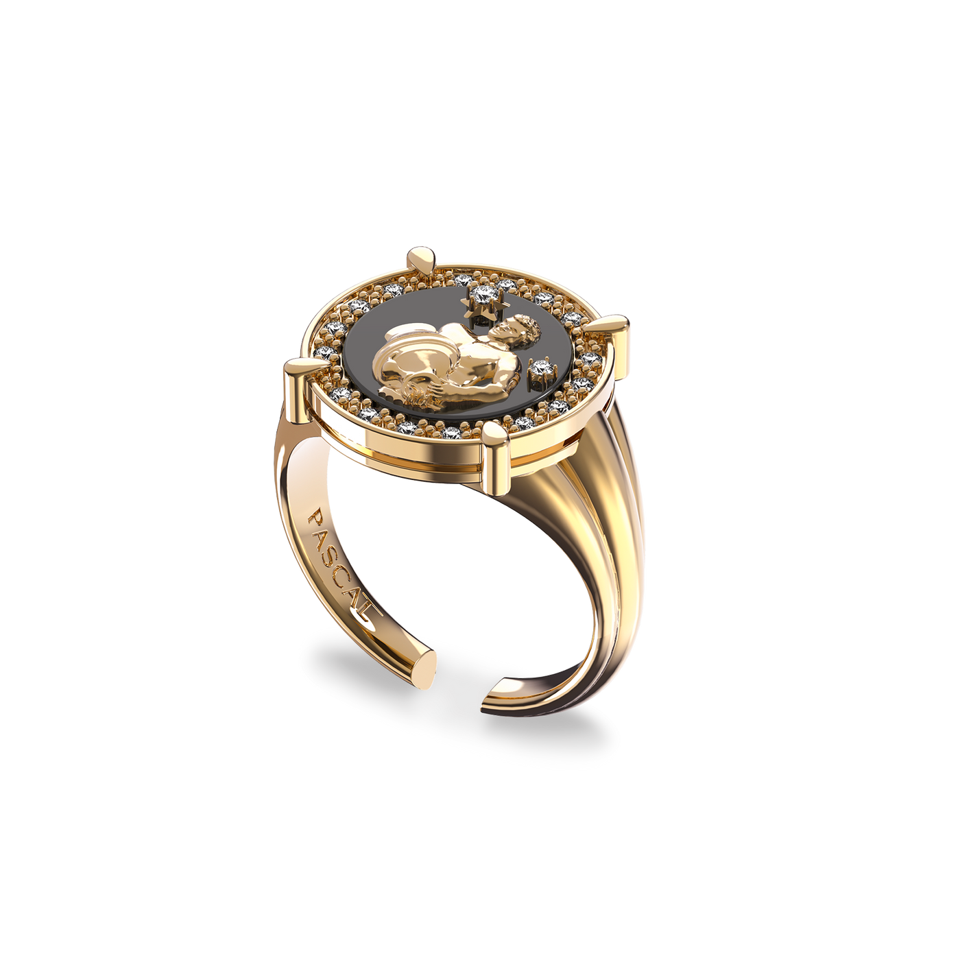 Aquarius Agate Diamond Ring