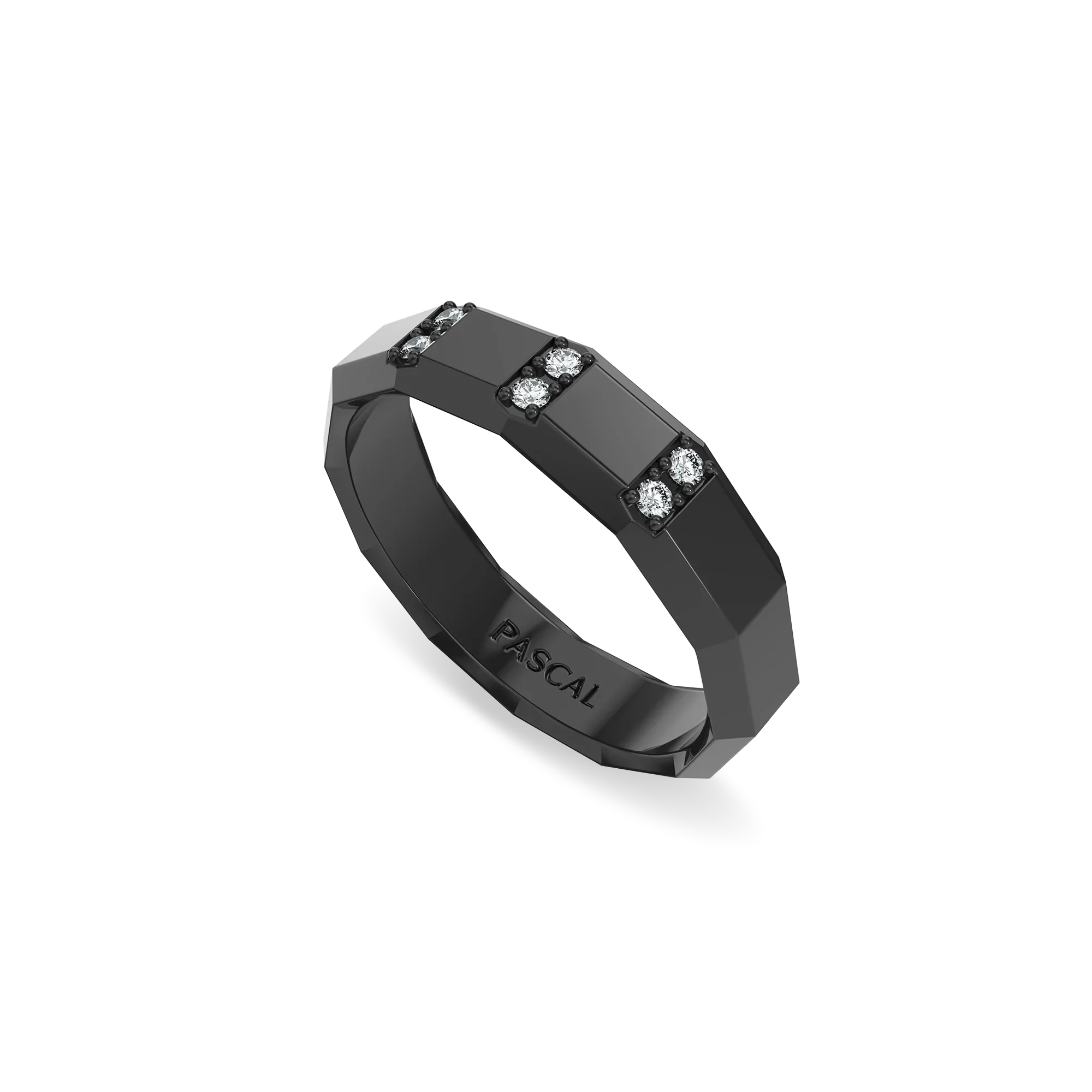 Black Gold Faceted Diamond Promise Band Ring for contemporary fashion