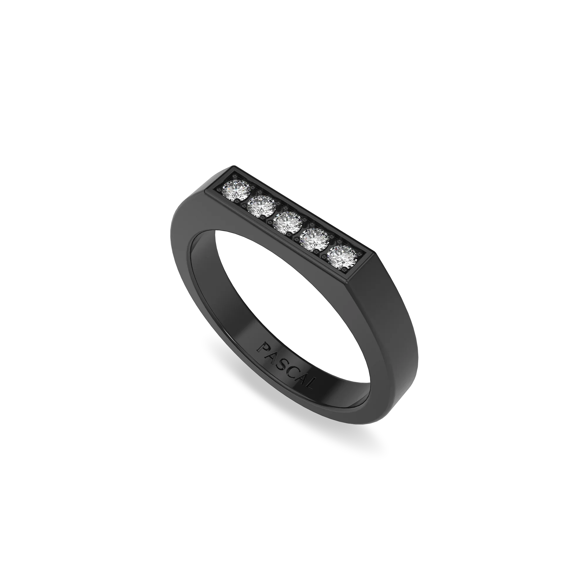 Men's Geo Signet Diamond Ring in black gold with modern geometric design
