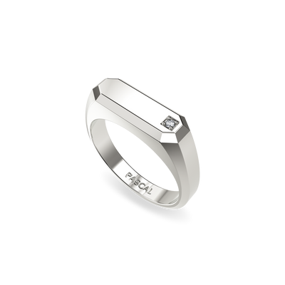 Octagon Solitaire Diamond Signet Ring