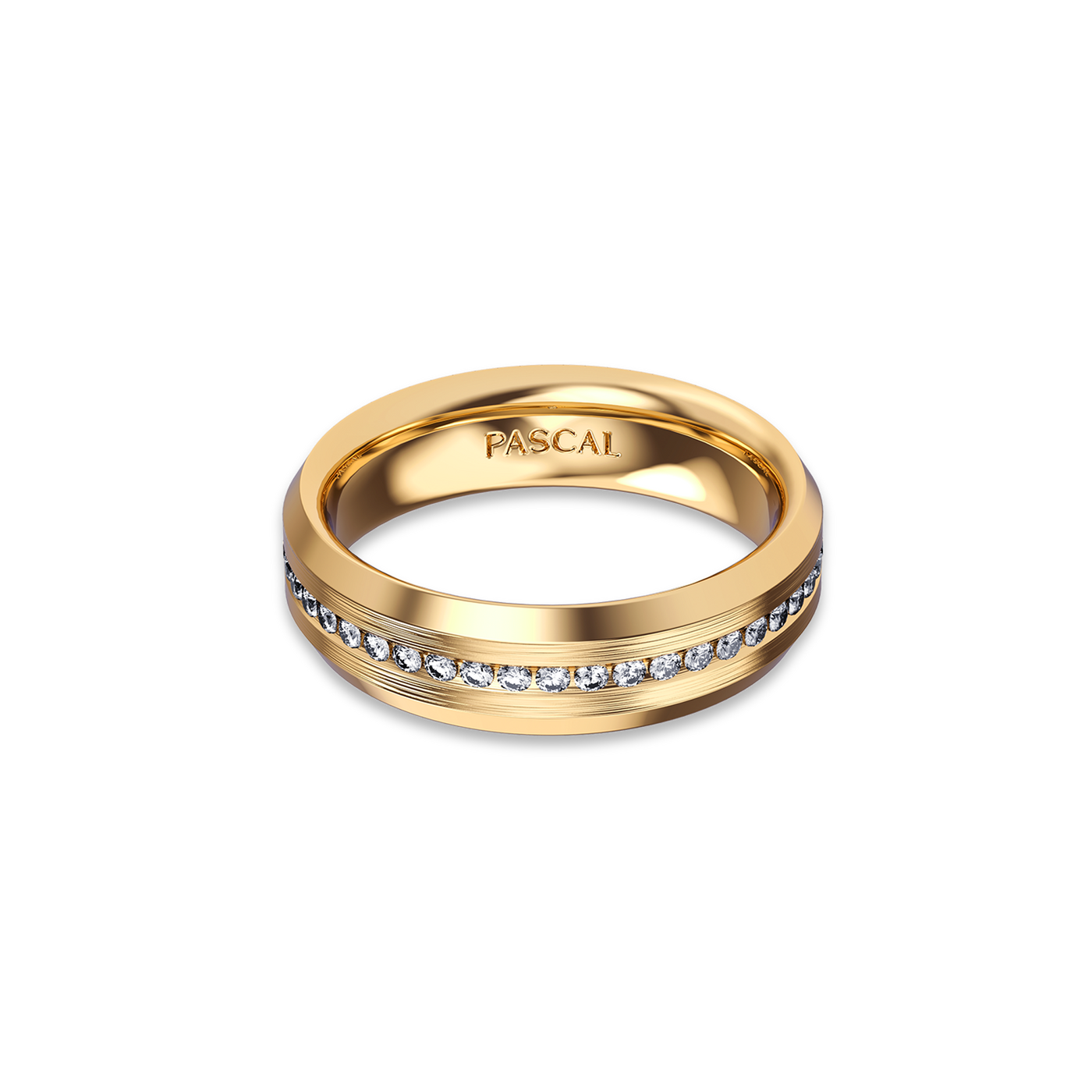 Beveled Pave Diamond Band Ring