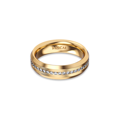 Beveled Pave Diamond Band Ring