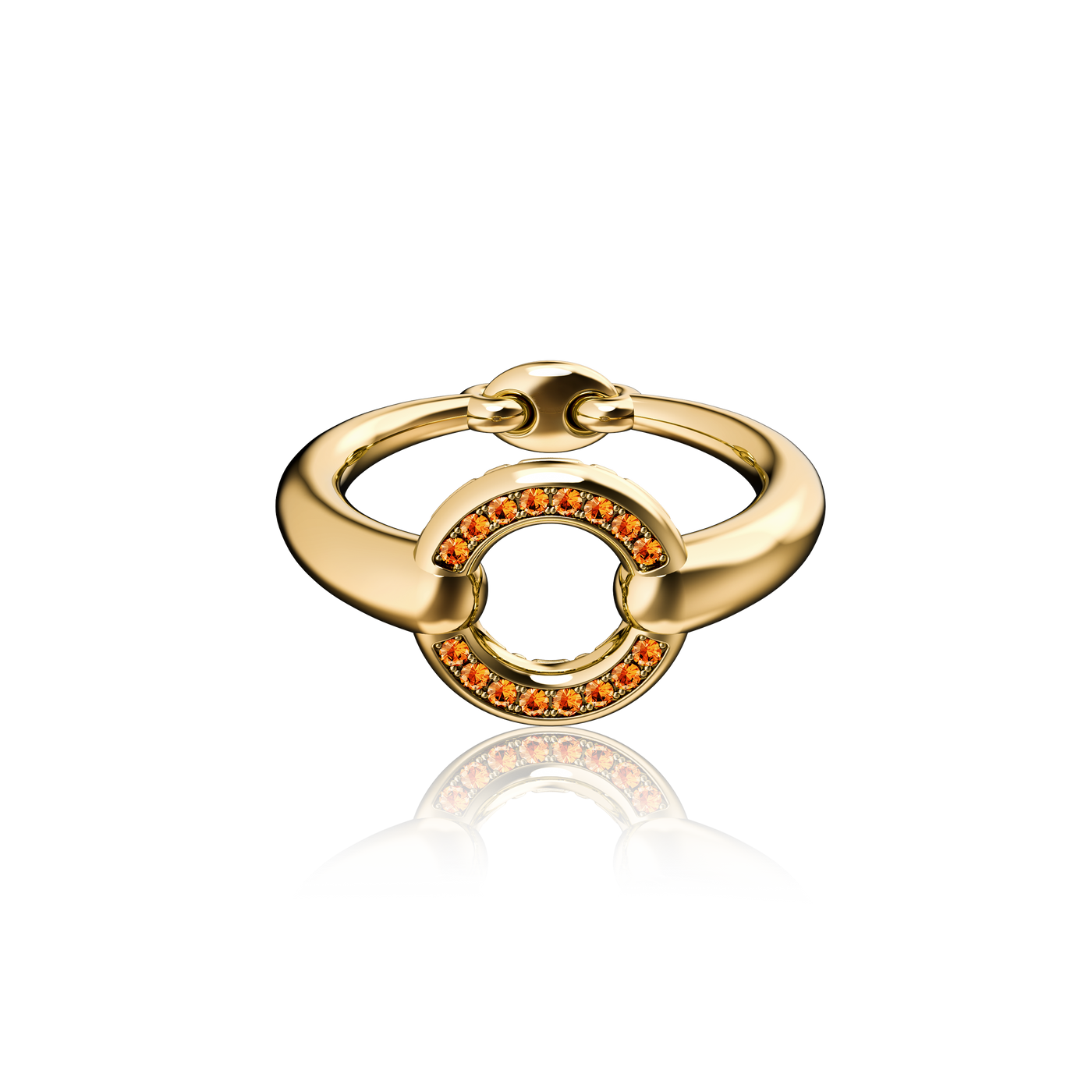 'Horsebit' Gemstone Halo Ring