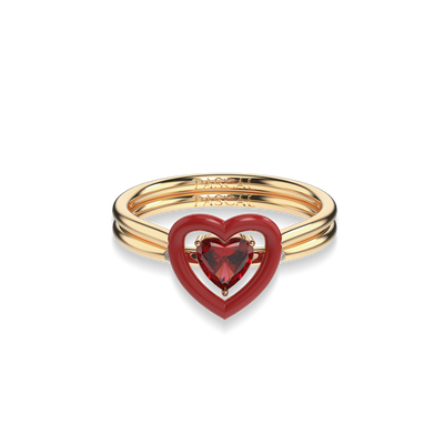 Heart Enamel Promise Ring Set