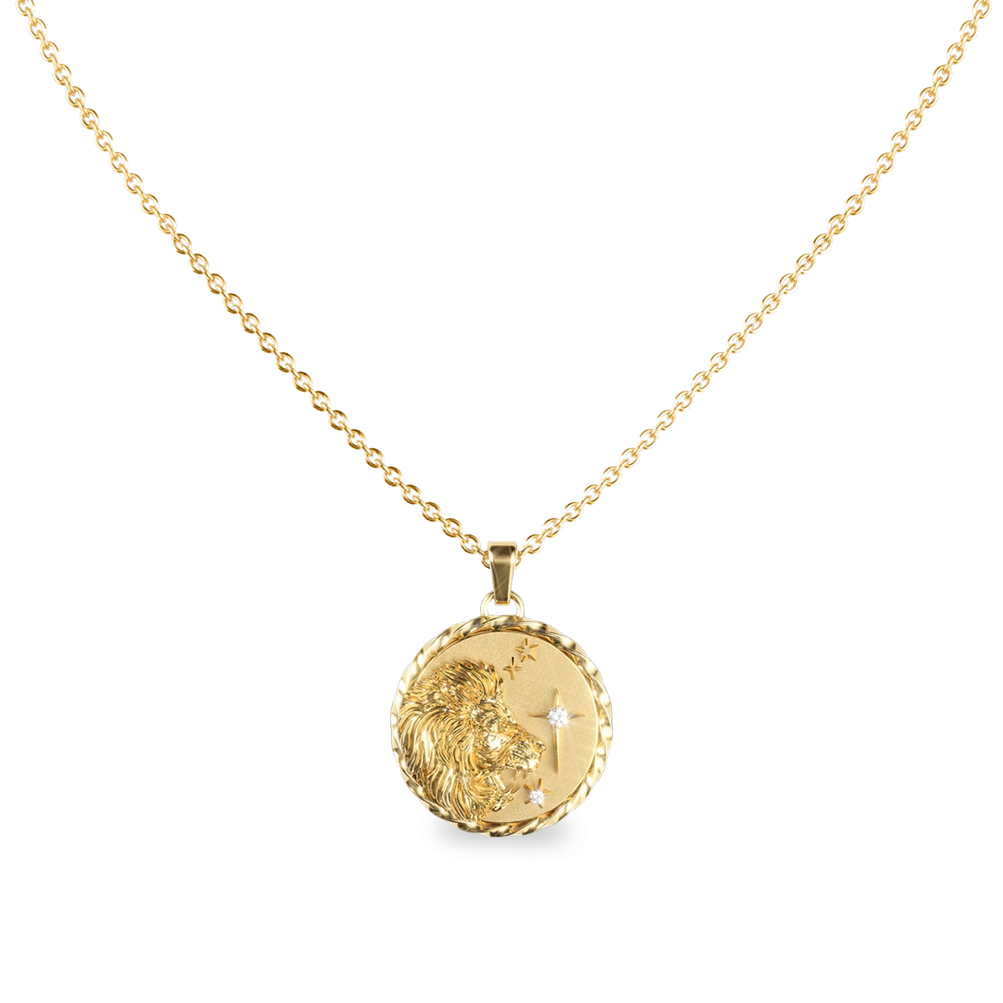 Leo Amulet Necklace- PASCAL#color_18k-yellow-gold-vermeil-white-diamond