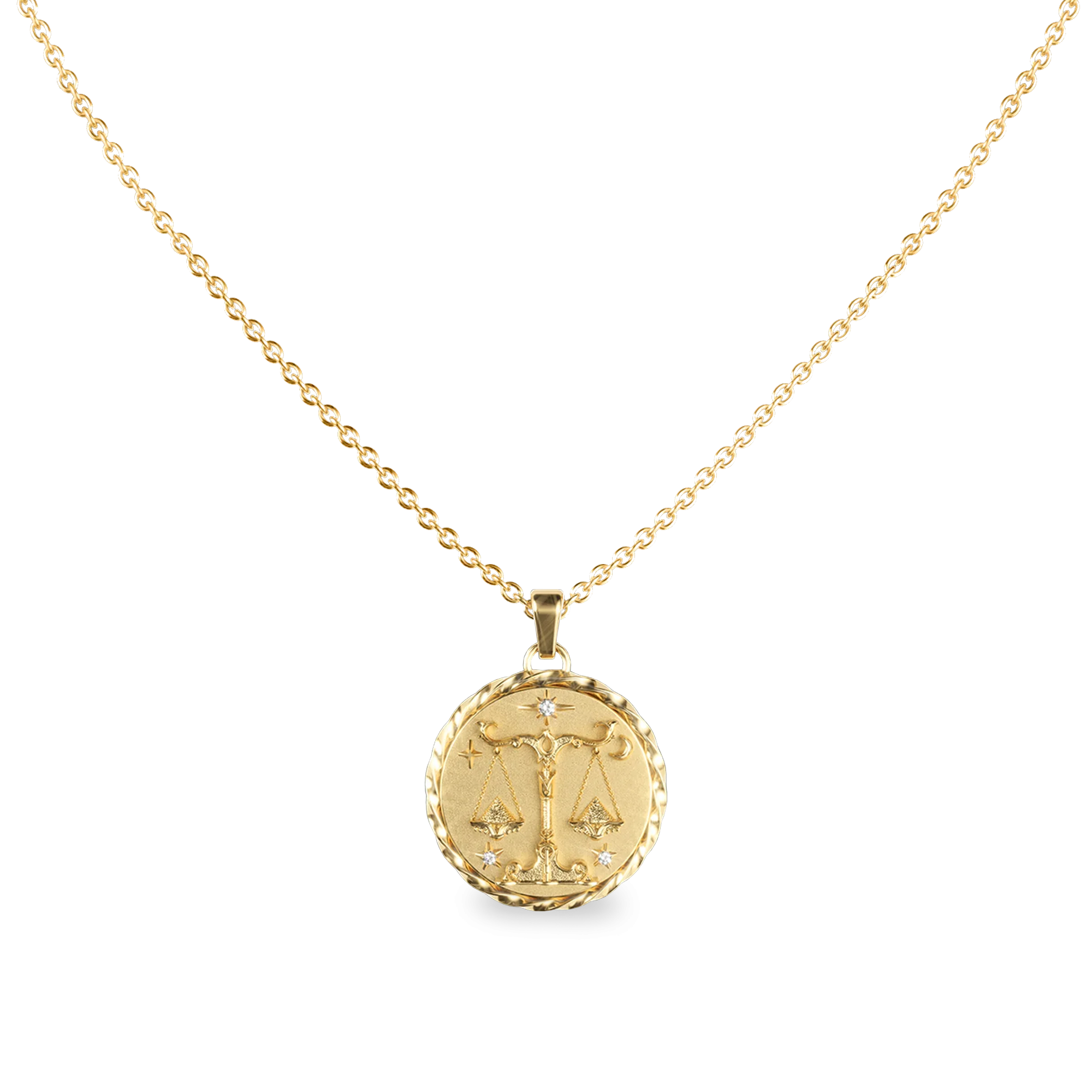 Libra Amulet Necklace- PASCAL#color_18k-yellow-gold-vermeil-white-diamond