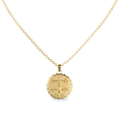 Libra Amulet Necklace- PASCAL#color_18k-yellow-gold-vermeil-white-diamond