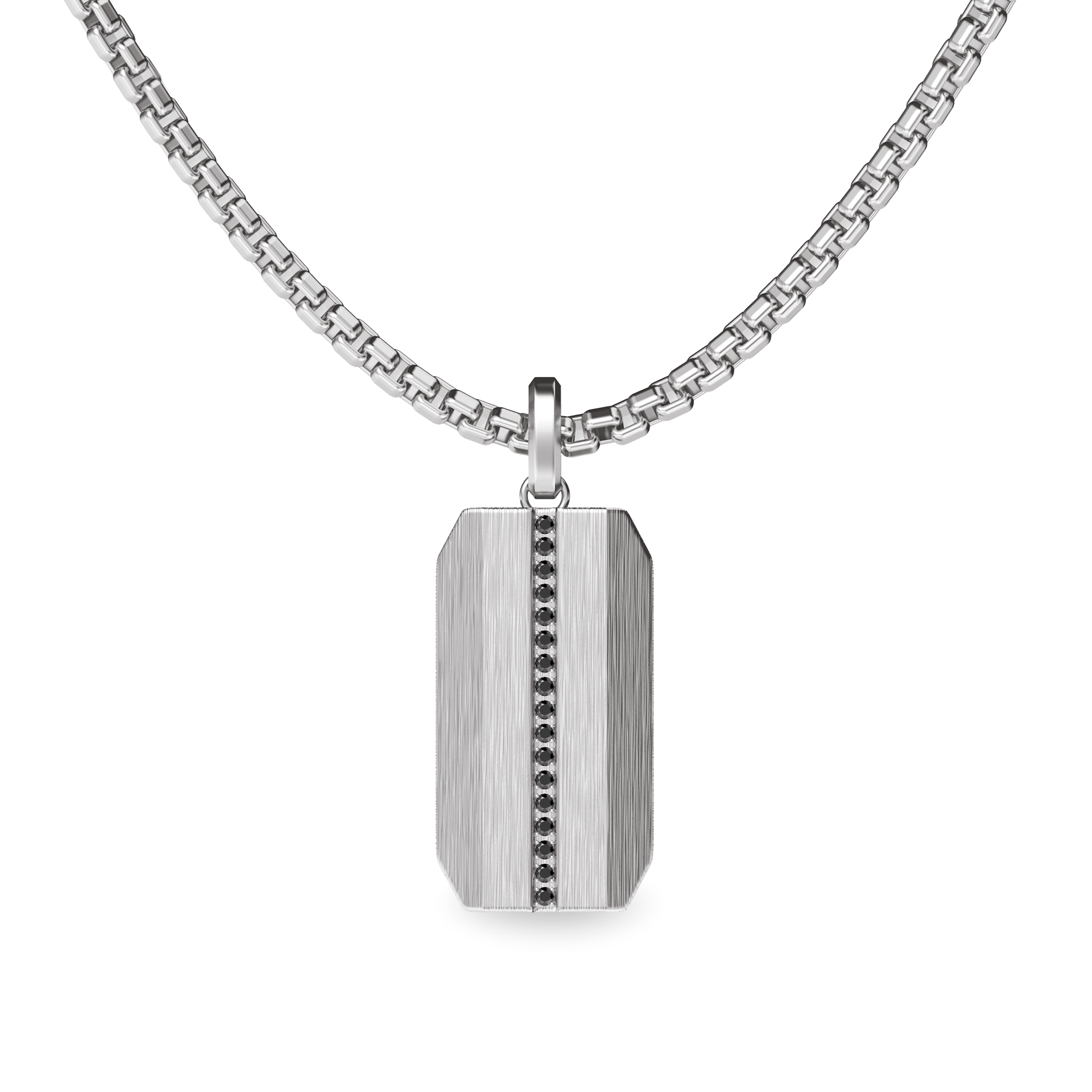Linear Dog Tag Pendant, Black Diamond - PASCAL
