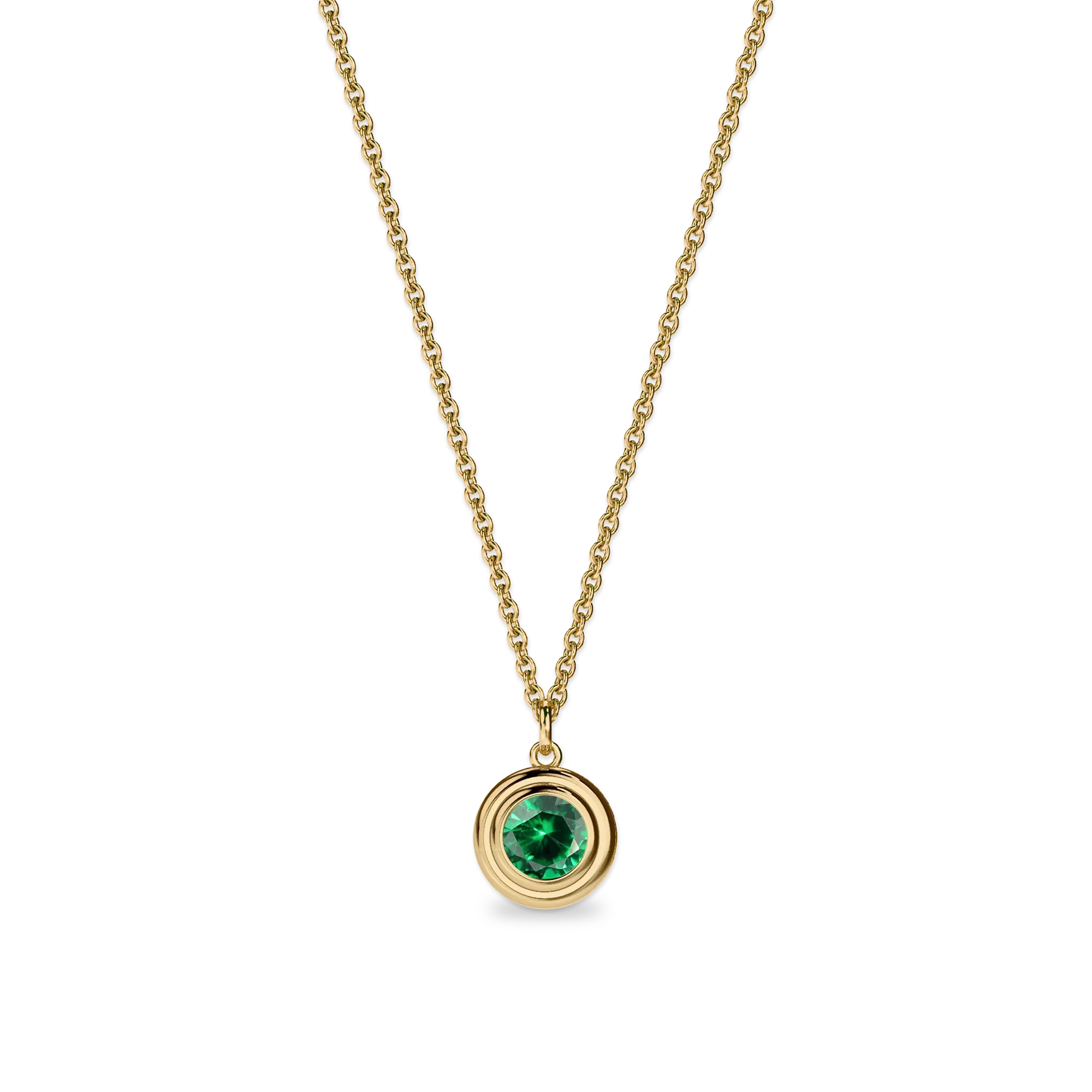 Minimalist Bezel Gemstone Necklace - PASCAL#color_18k-yellow-gold-vermeil-green-gemstone