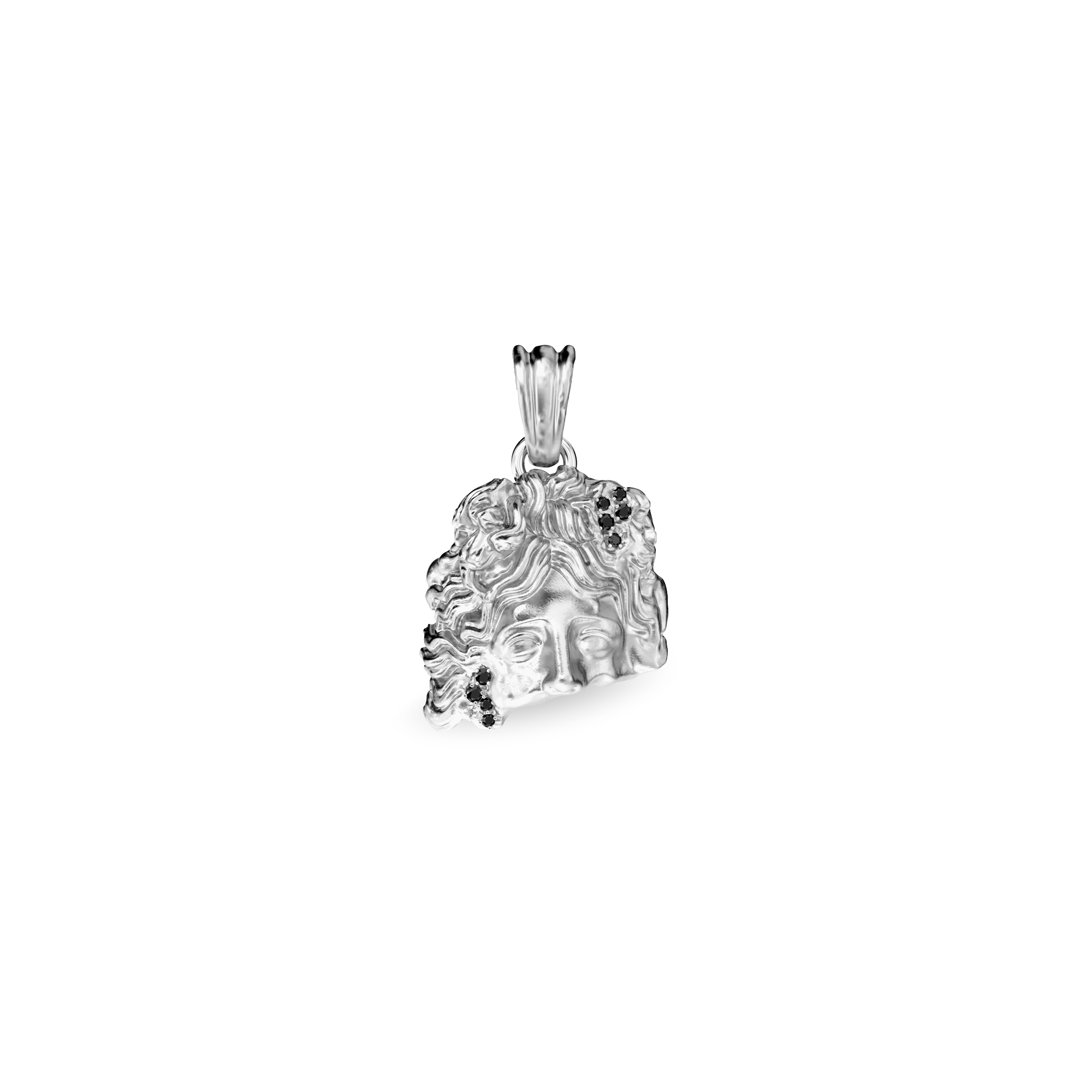 Olympus Apollo Statue Pendant, Black Diamond - PASCAL#color_18k-white-gold-vermeil-black-diamond