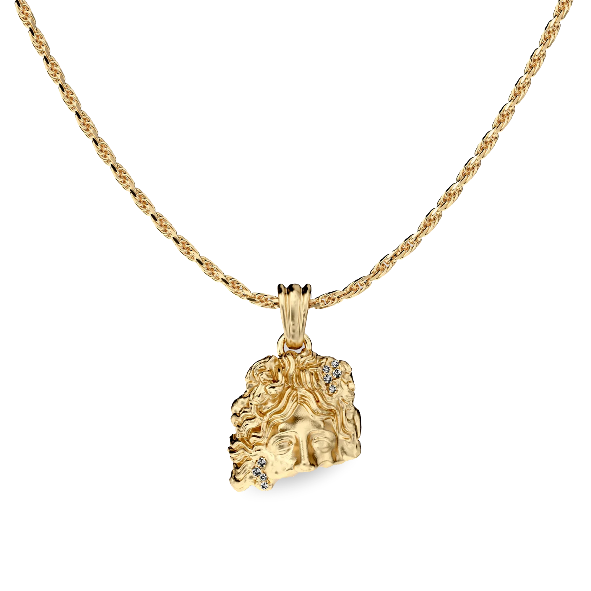 Olympus Apollo Statue Pendant, White Diamond - PASCAL#color_18k-yellow-gold-vermeil-white-diamond