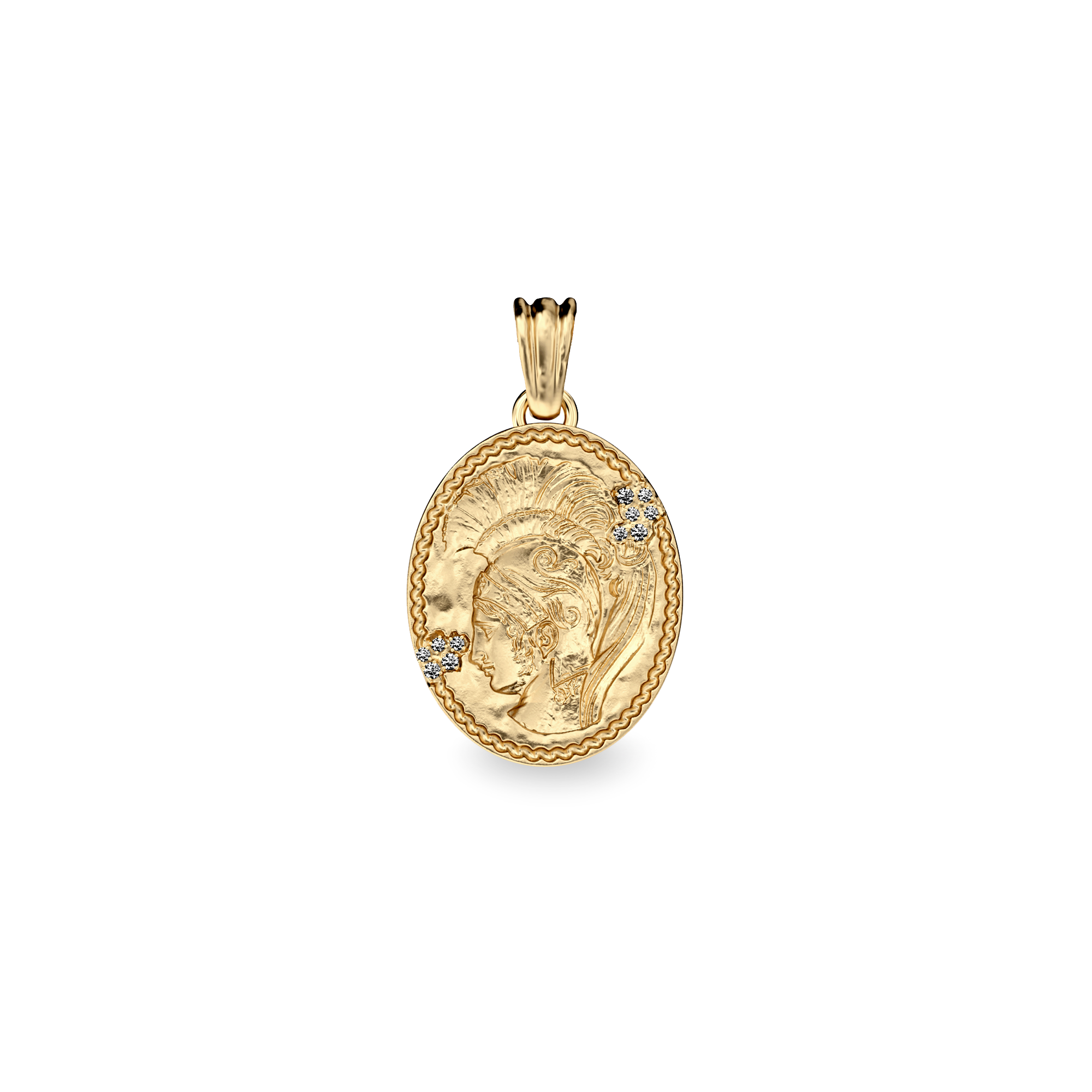 Olympus Athena Oval Pendant, White Diamond - PASCAL#color_18k-yellow-gold-vermeil-white-diamond