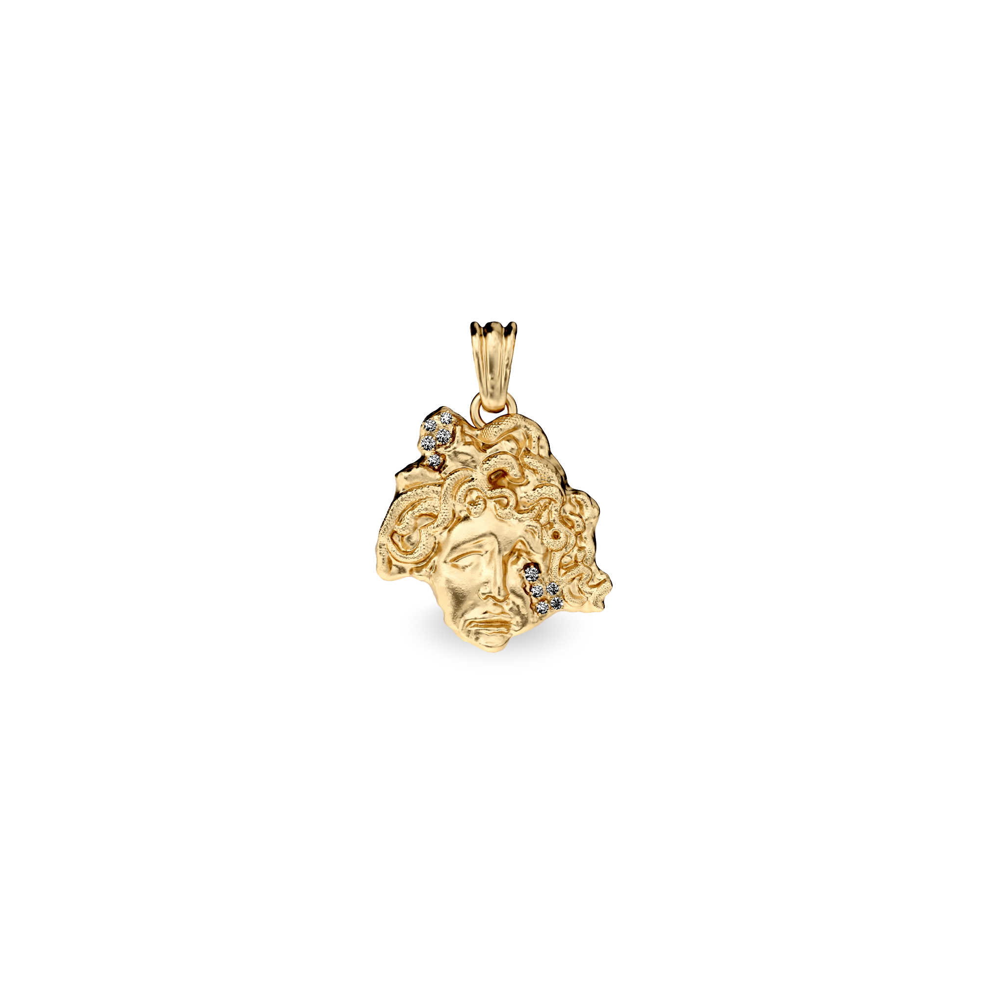 Olympus Medusa Statue Pendant, White Diamond - PASCAL#color_18k-yellow-gold-vermeil-white-diamond