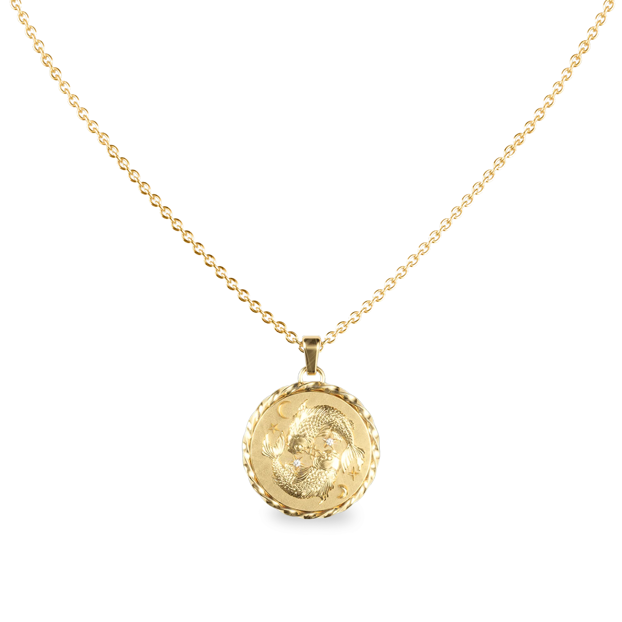 Pisces Amulet Necklace- PASCAL#color_18k-yellow-gold-vermeil-white-diamond