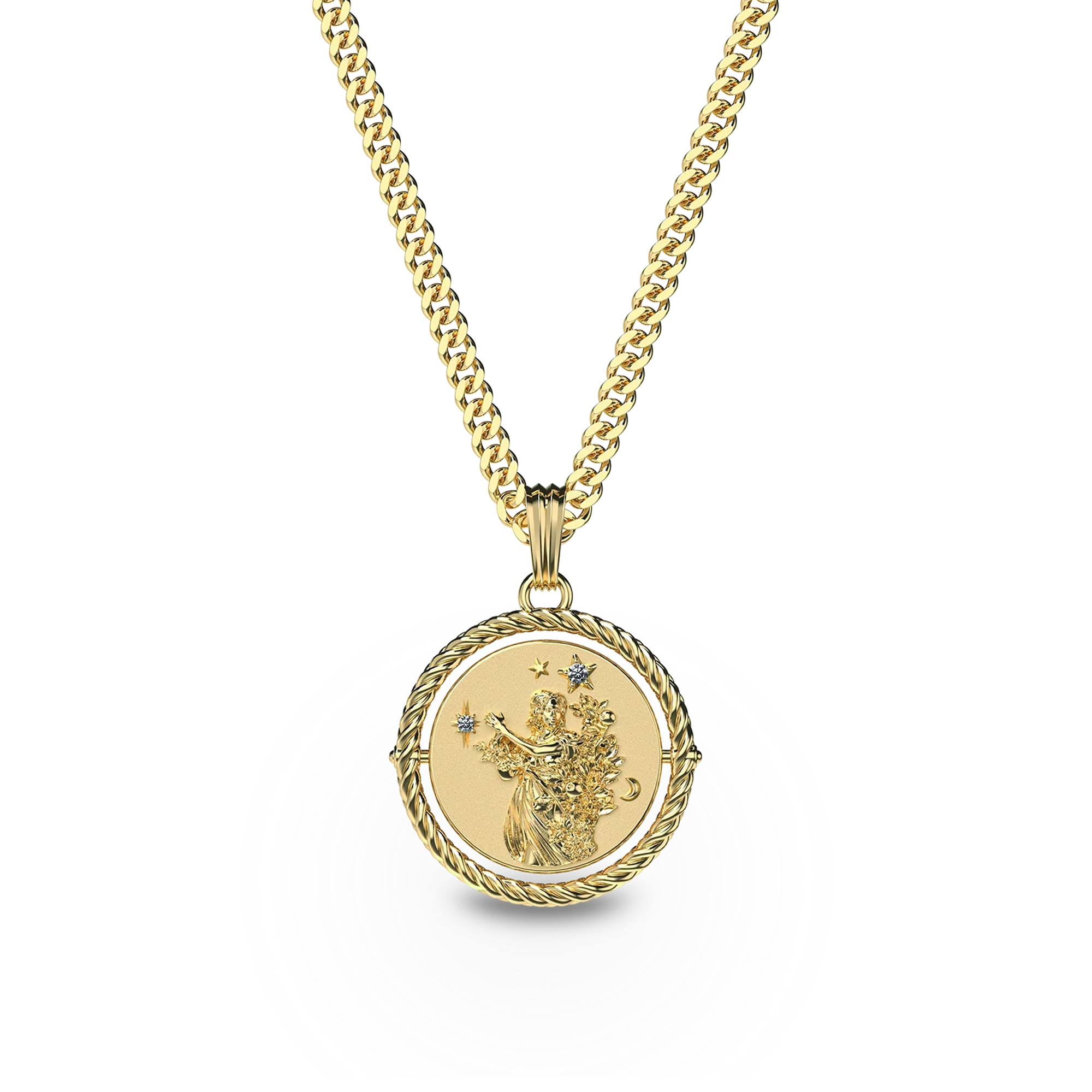 Reversible Virgo Diamond Necklace - PASCAL
