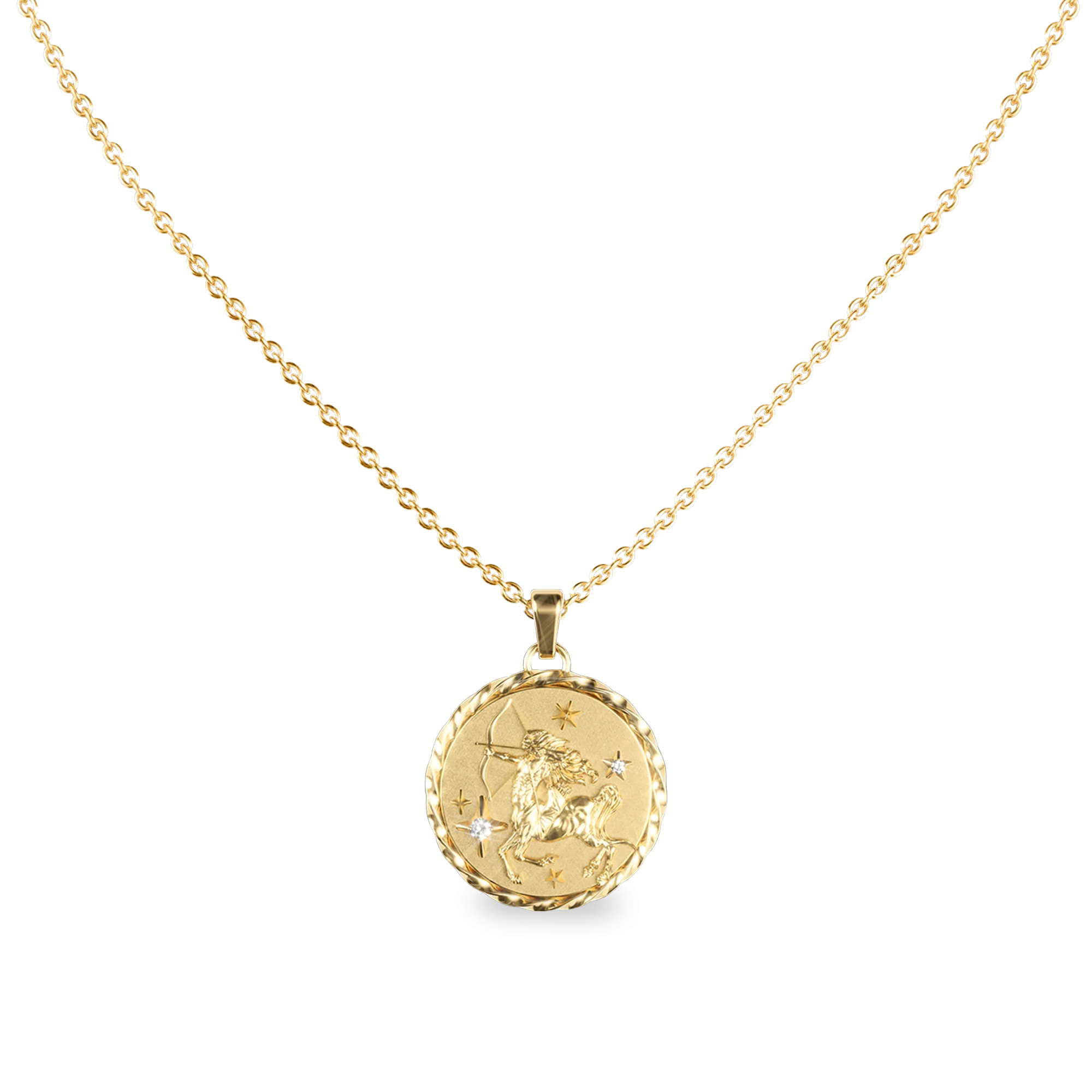 Sagittarius Amulet Necklace- PASCAL#color_18k-yellow-gold-vermeil-white-diamond
