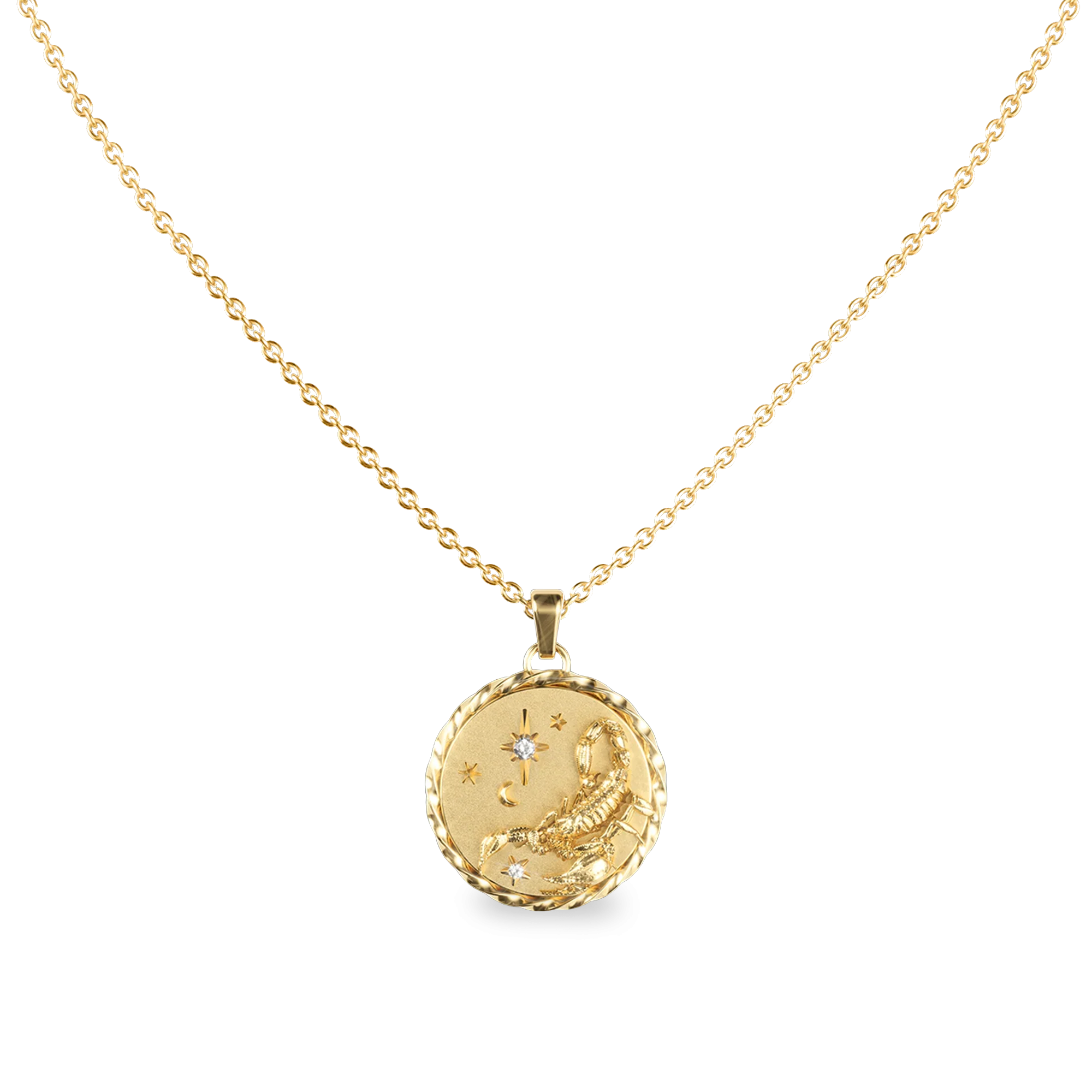 Scorpio Amulet Necklace- PASCAL#color_18k-yellow-gold-vermeil-white-diamond