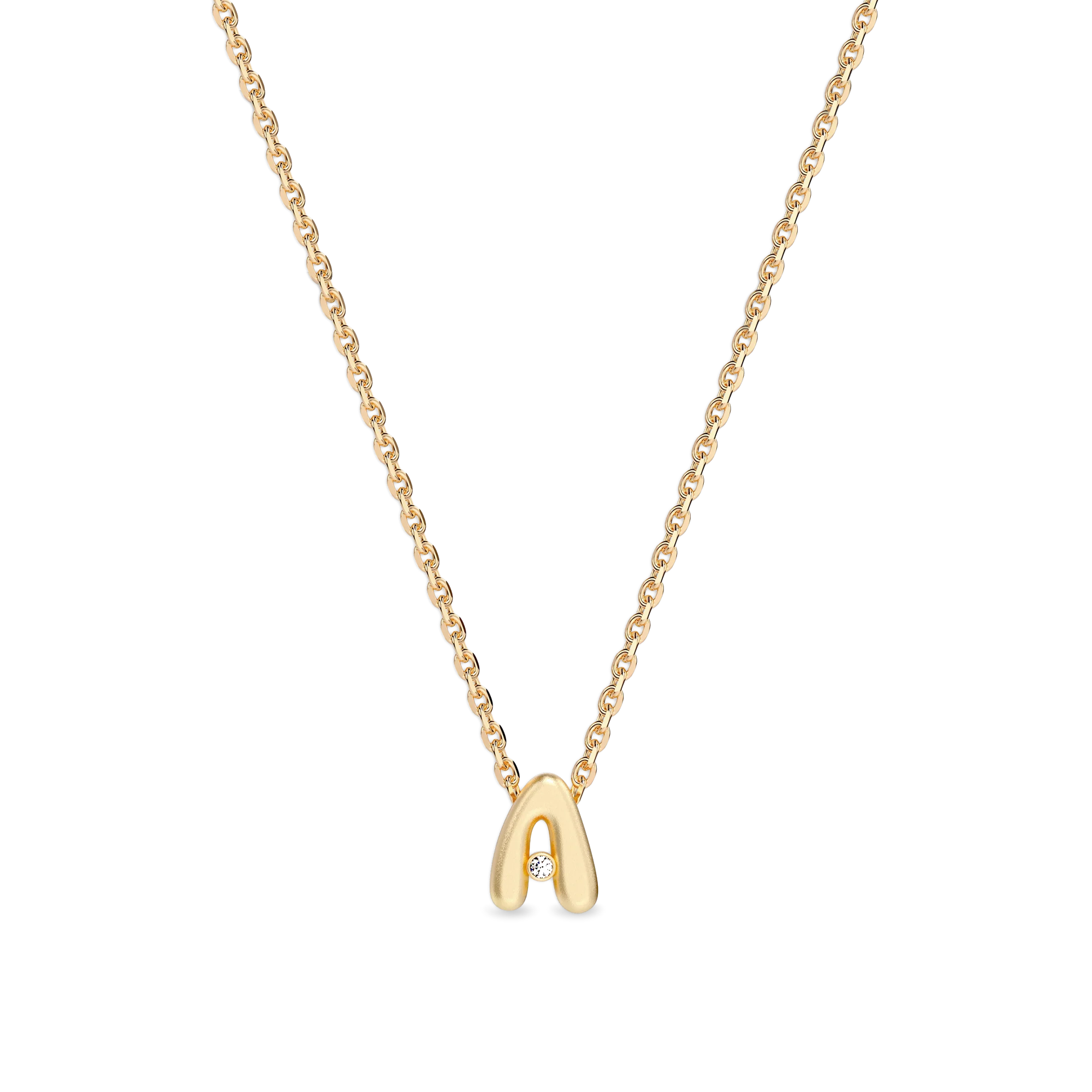 Sparkle Bubble Diamond Initial Necklace- PASCAL