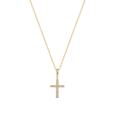 Sparkling Diamond Cross Necklace- PASCAL#color_18k-yellow-gold-vermeil-white-diamond