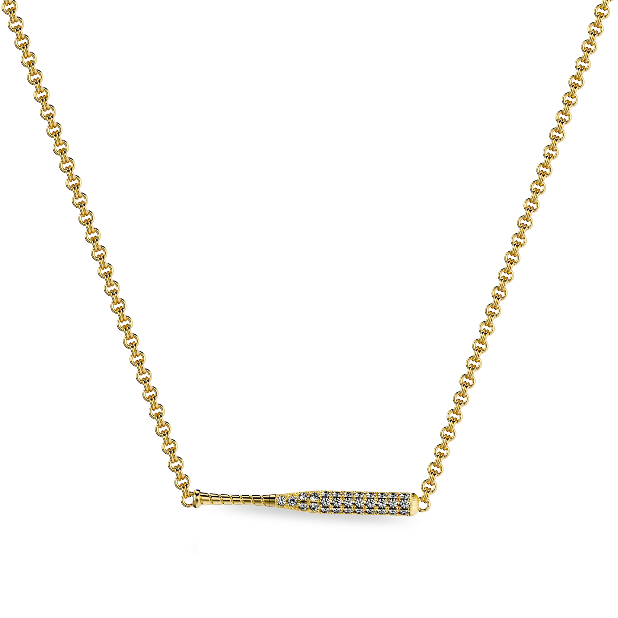 The Baseball Bat Necklace, White Diamond Pavé - PASCAL#color_18k-yellow-gold-vermeil-white-diamond