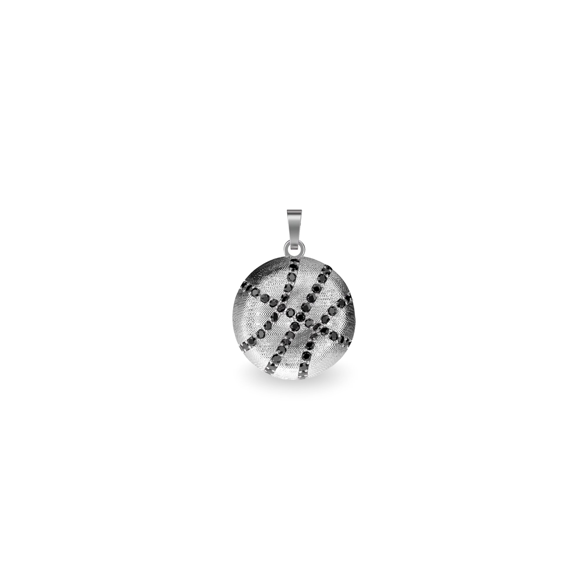 The Basketball Crooked Ball Pendant, Black Diamond Pavé - PASCAL