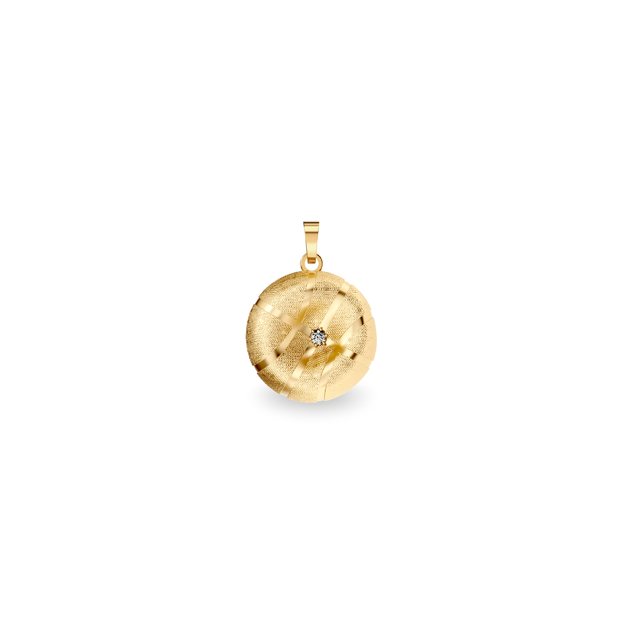 The Basketball Crooked Ball Pendant, White Diamond - PASCAL