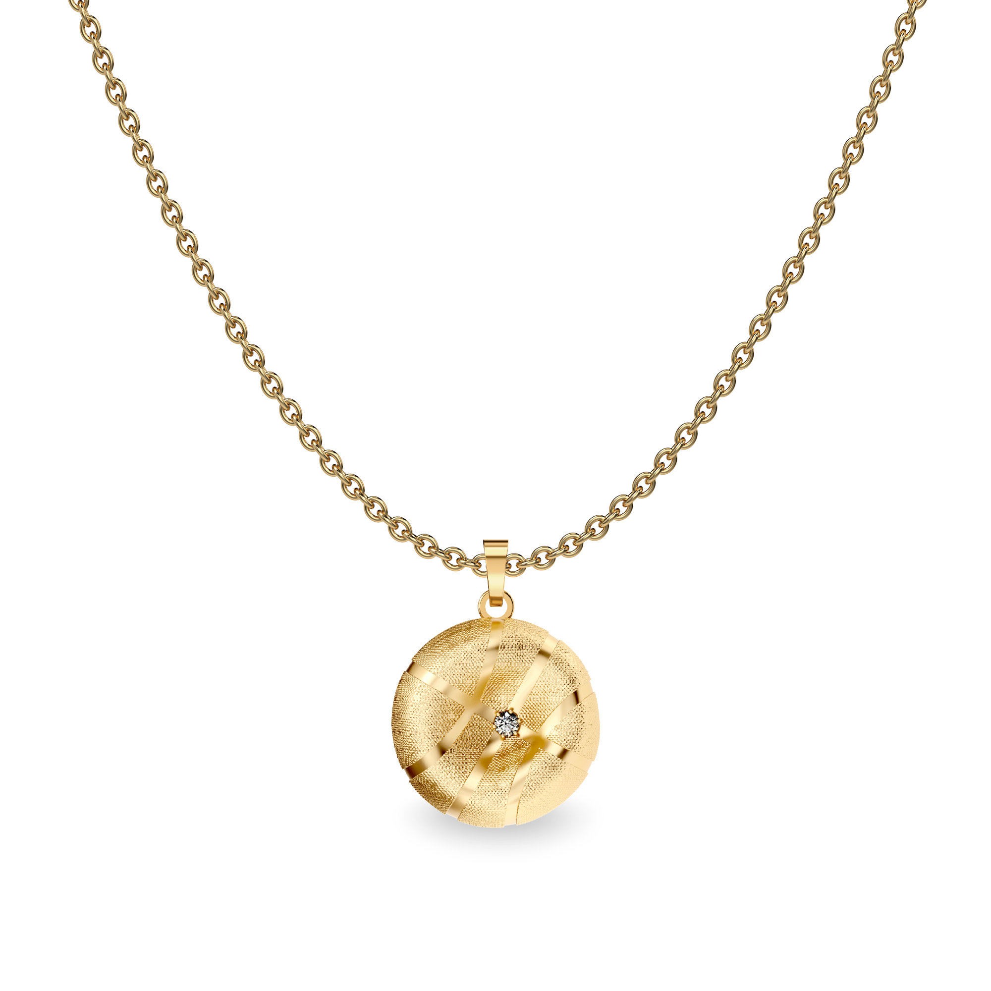The Basketball Crooked Ball Pendant, White Diamond - PASCAL