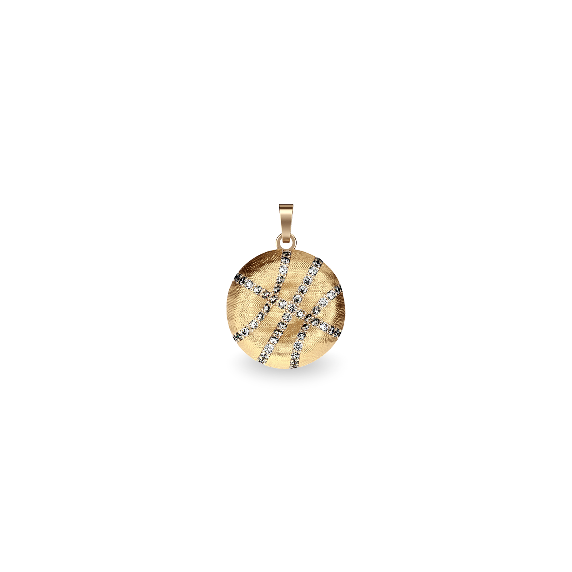 The Basketball Crooked Ball Pendant, White Diamond Pavé - PASCAL