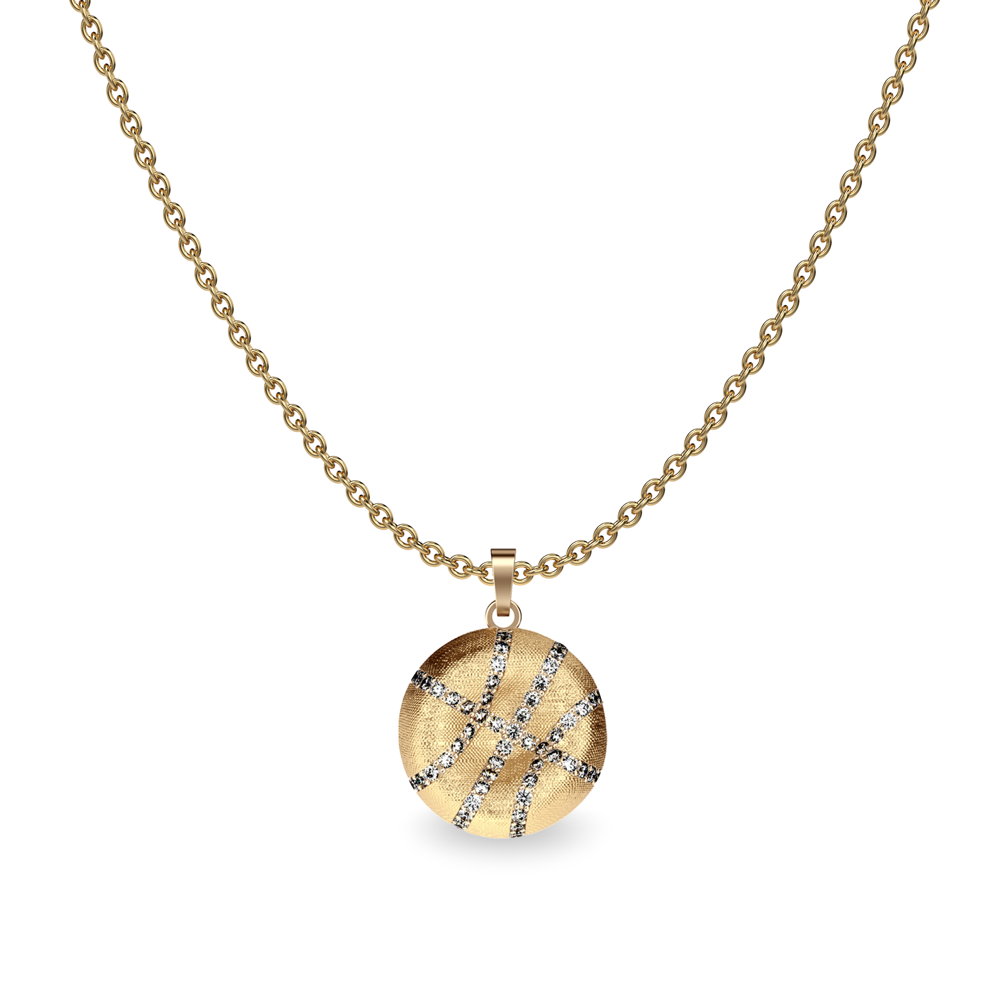 The Basketball Crooked Ball Pendant, White Diamond Pavé - PASCAL