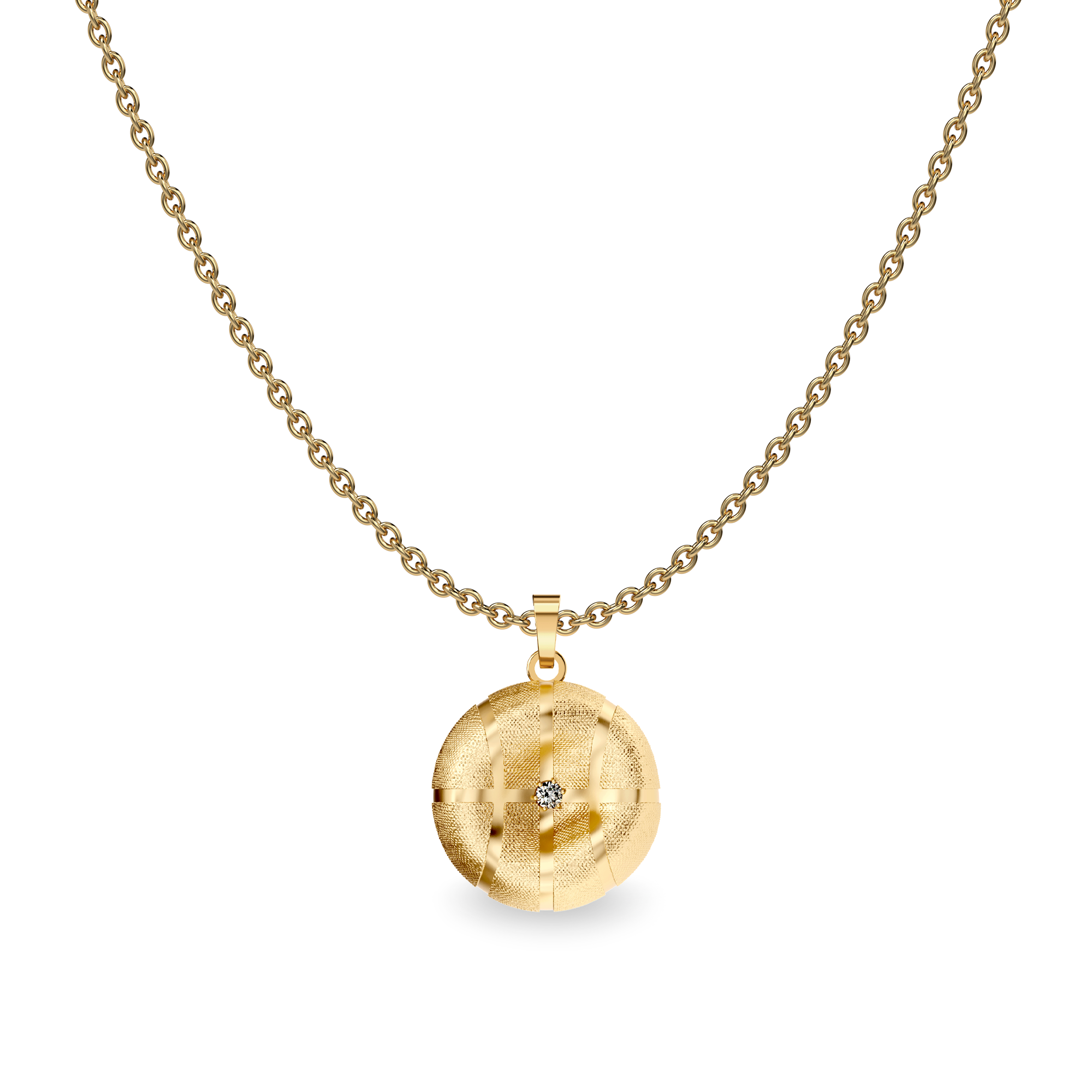 The Basketball Leaking Ball Pendant, White Diamond - PASCAL