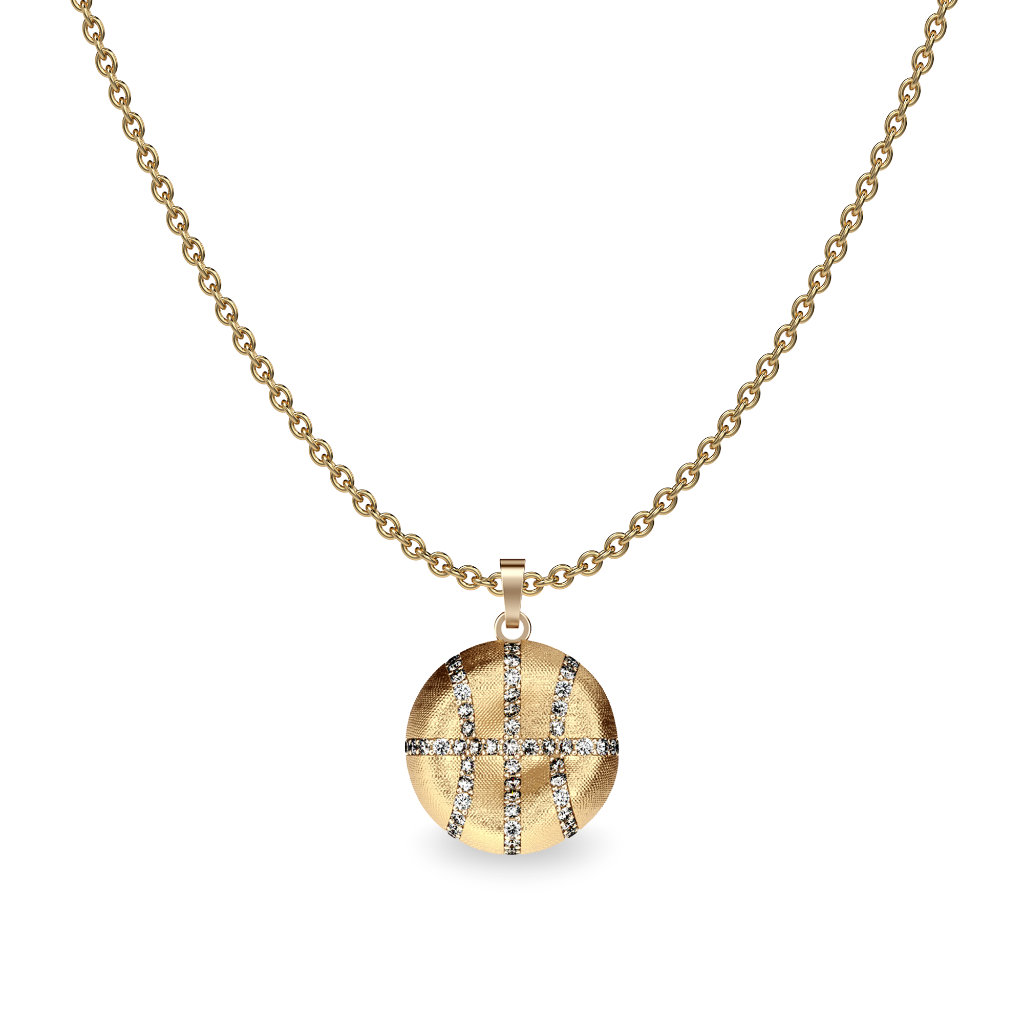 The Basketball Leaking Ball Pendant, White Diamond Pavé - PASCAL