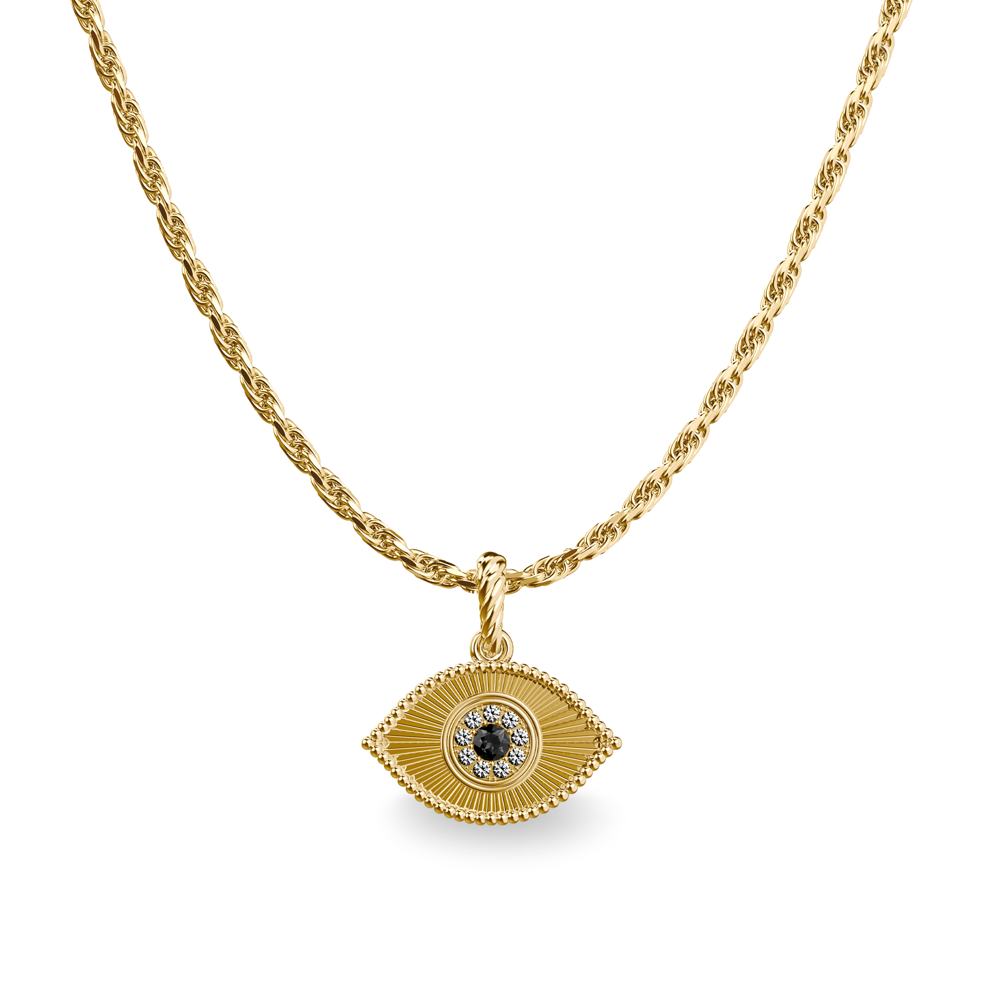 The Bonbon Eyes Charm, White Diamond - PASCAL#color_18k-yellow-gold-vermeil-white-diamond-black-gemstone