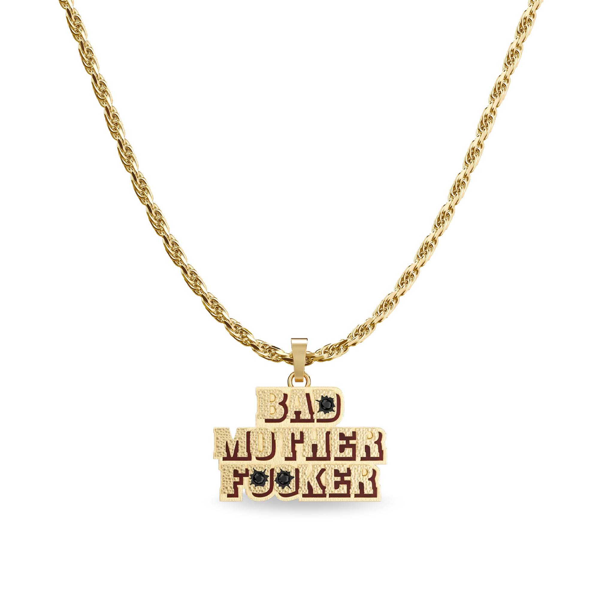 The Fiction BAD MOTHER FXXKER Necklace, Black Diamond - PASCAL#color_18k-yellow-gold-vermeil-black-diamond