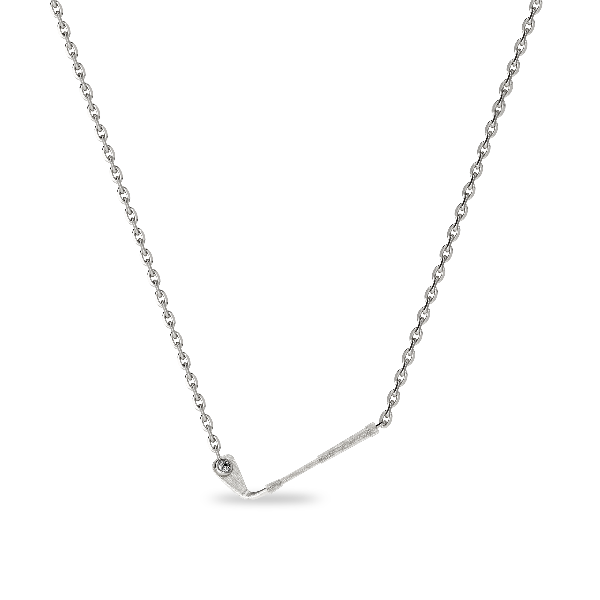 The Golf Club Necklace, White Diamond - PASCAL#color_18k-white-gold-vermeil-white-diamond