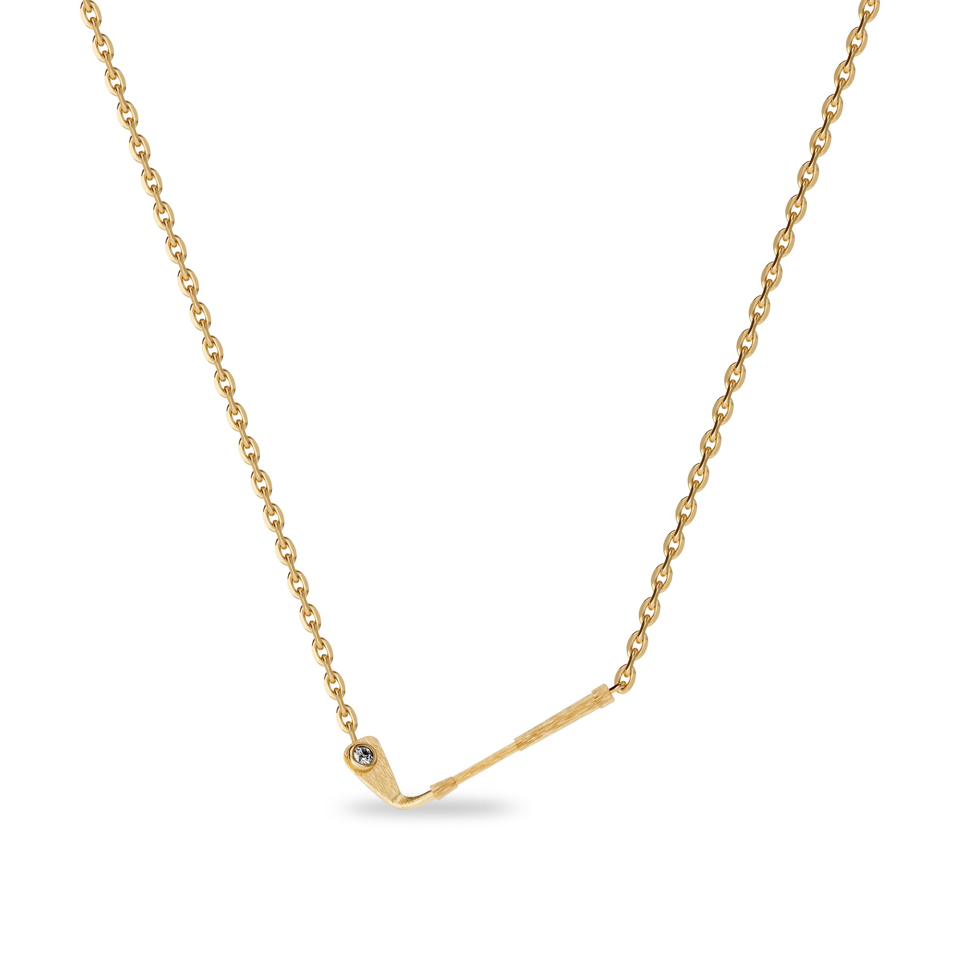 'The Golf' Club Necklace, White Diamond