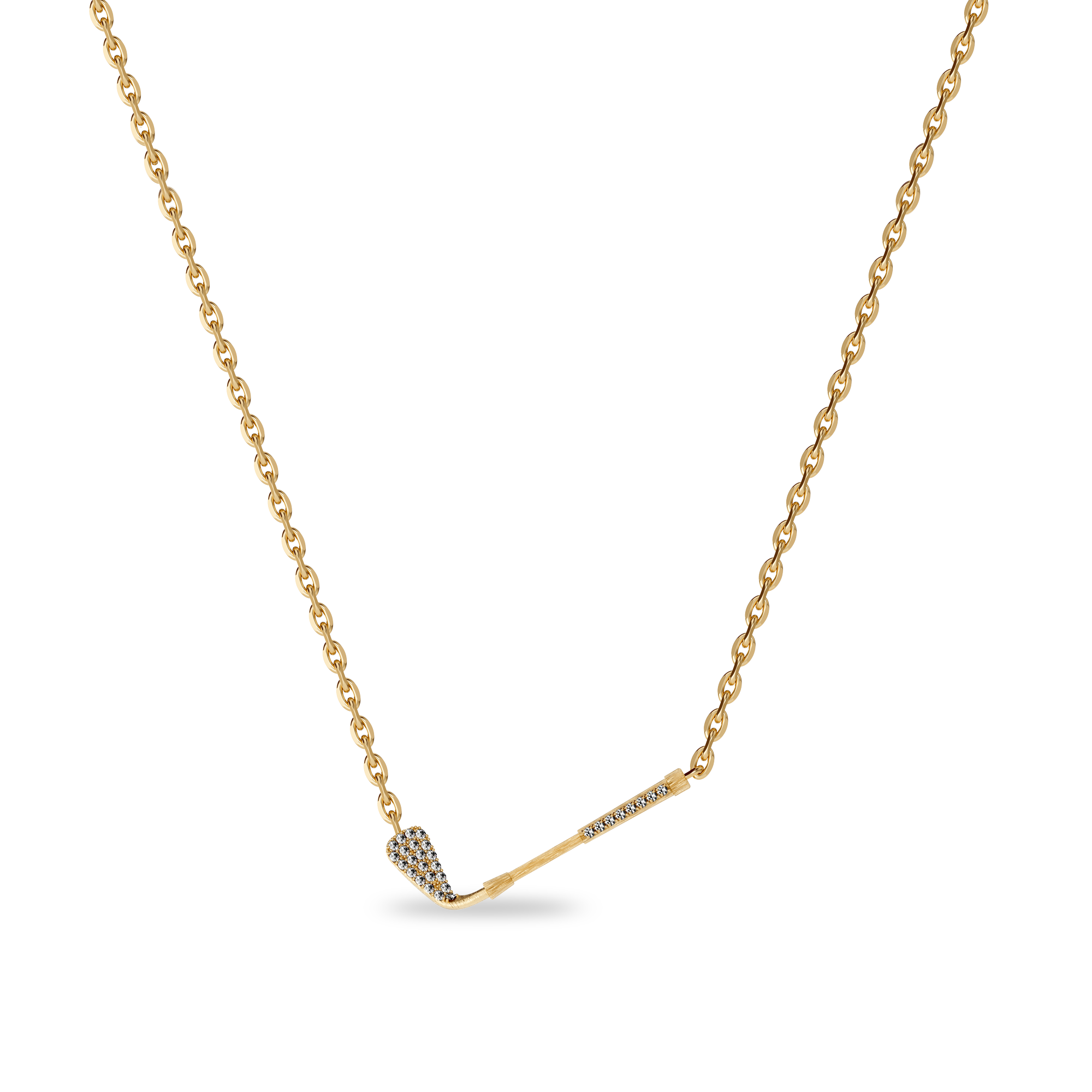 The Golf Club Necklace, White Diamond Pavé - PASCAL#color_18k-yellow-gold-vermeil-white-diamond