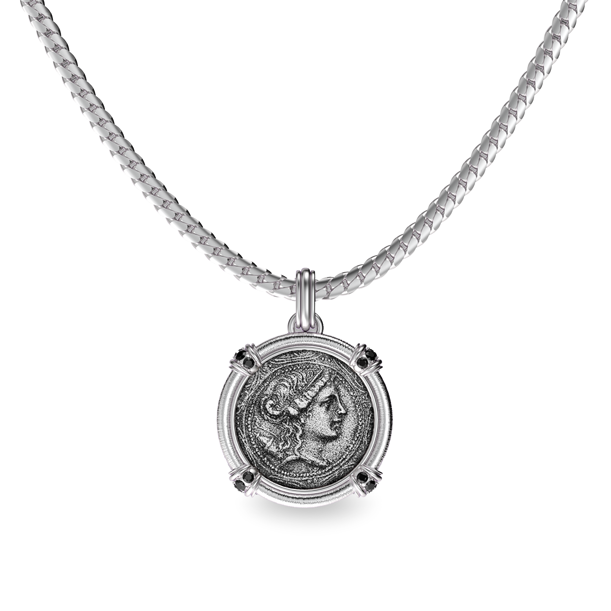 The Great Civitas Artemis Coin Pendant, Black Diamond - PASCAL