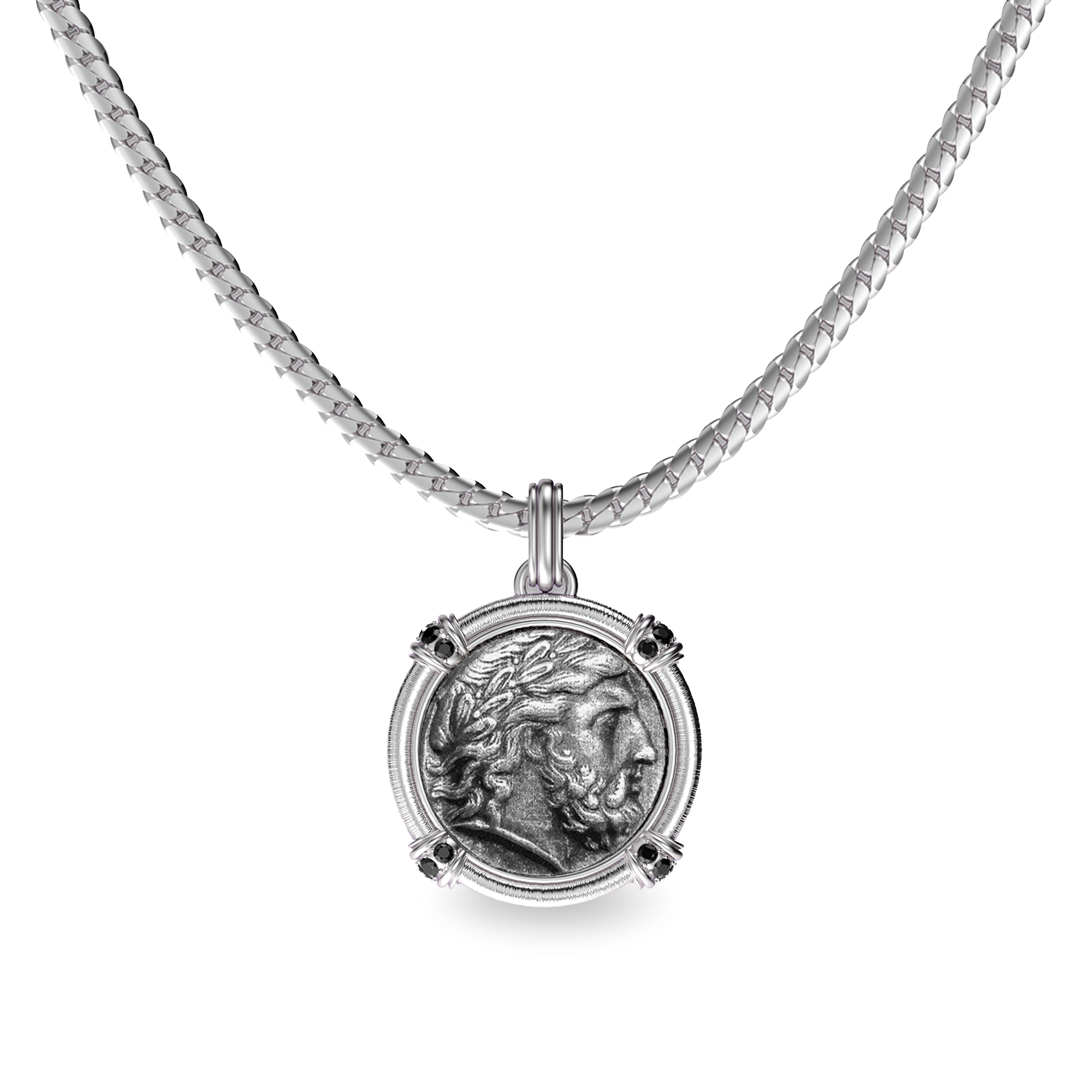 The Great Civitas Zeus Coin Pendant, Black Diamond - PASCAL