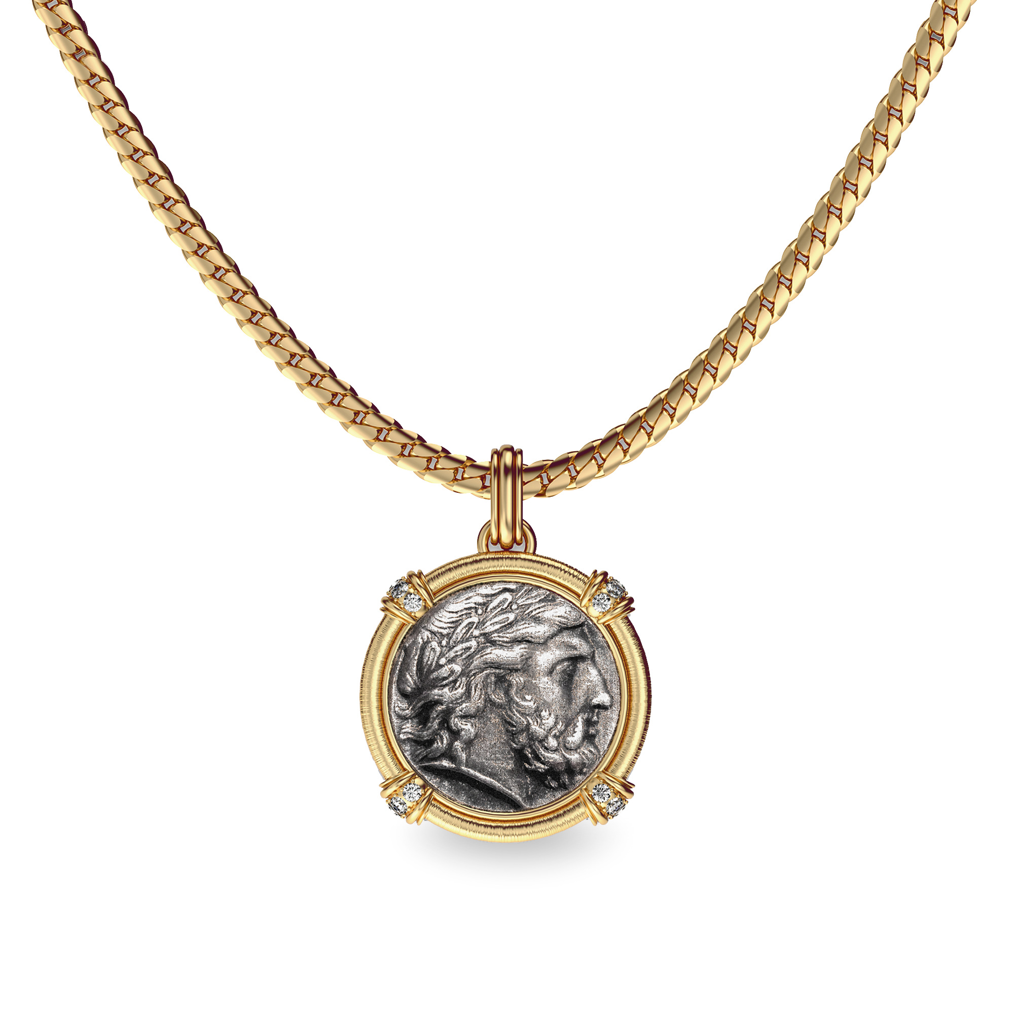 The Great Civitas Zeus Coin Pendant, White Diamond - PASCAL