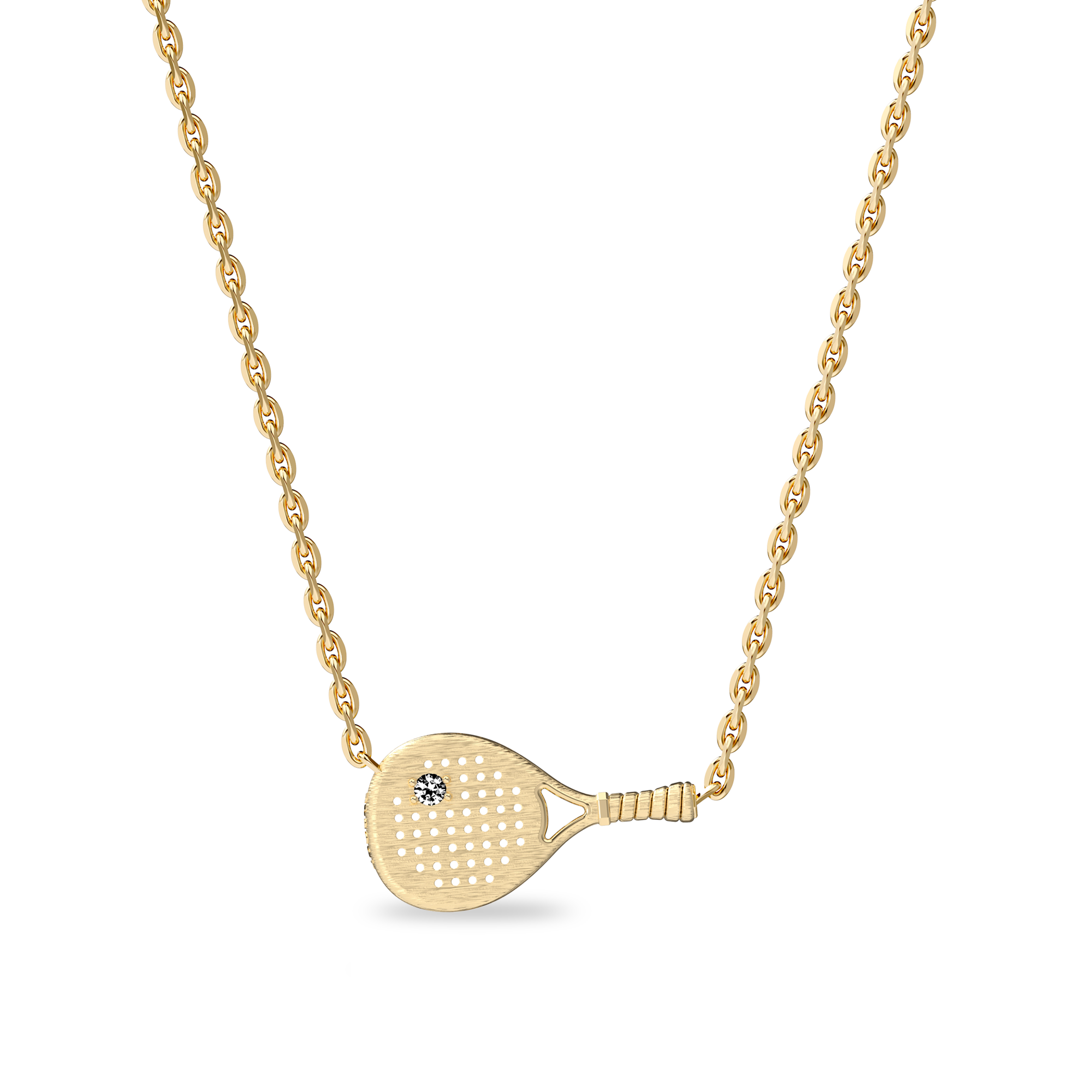 The Padel Racket Necklace, White Diamond - PASCAL#color_18k-yellow-gold-vermeil-white-diamond