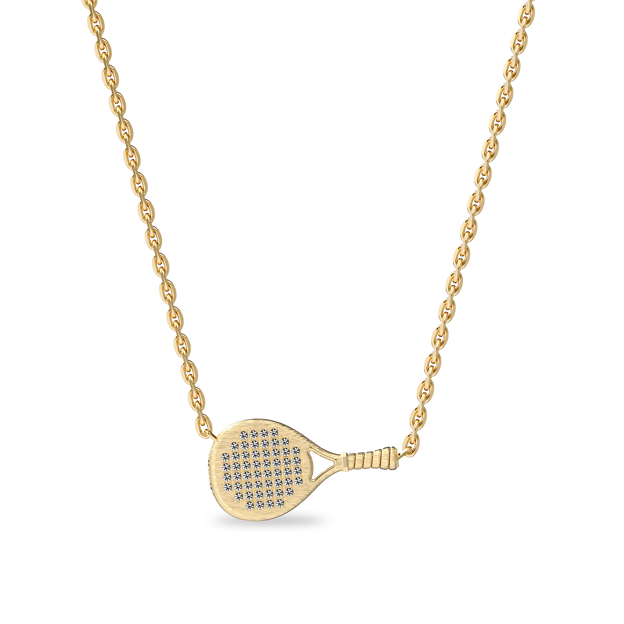 The Padel Racket Necklace, White Diamond Pavé - PASCAL#color_18k-yellow-gold-vermeil-white-diamond