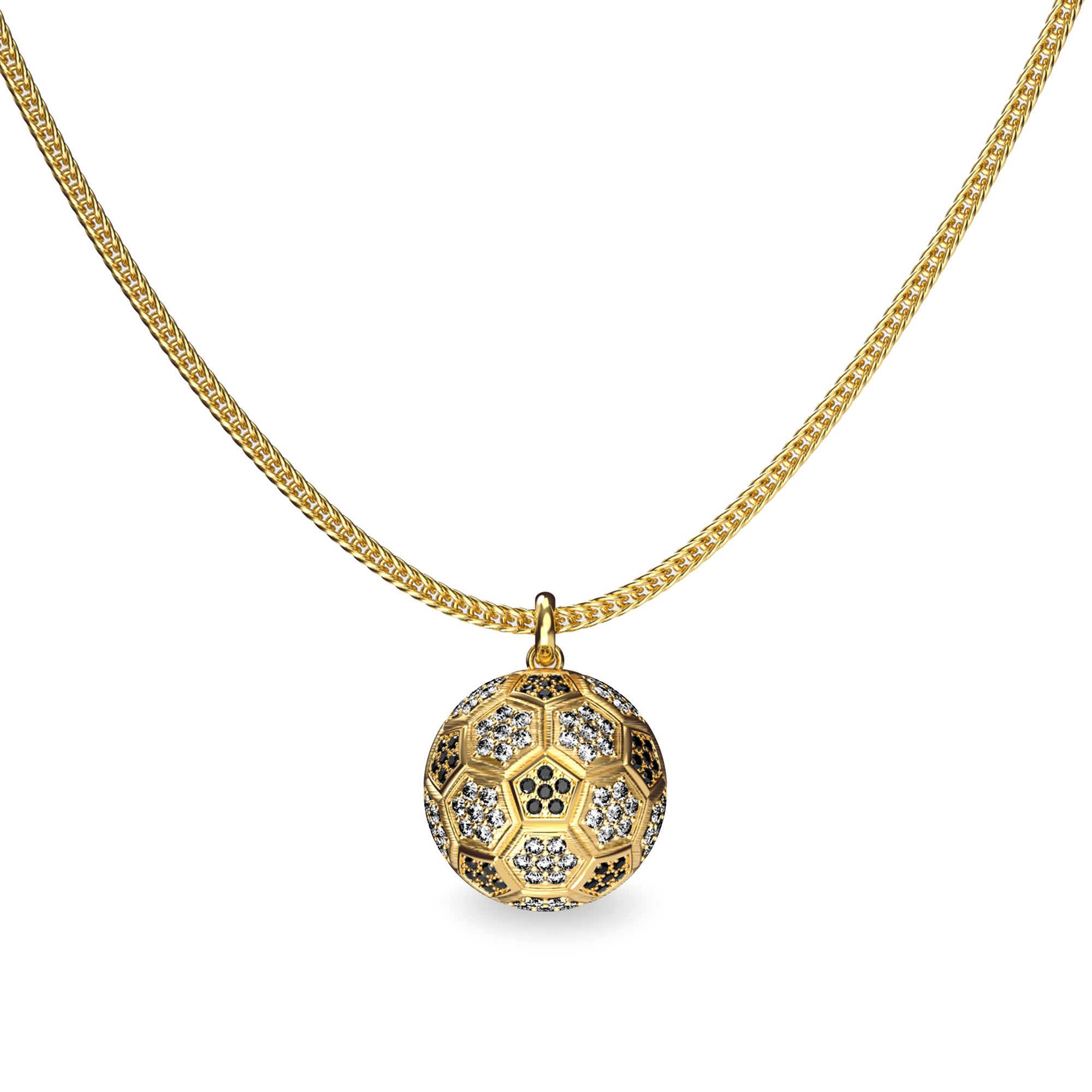 The Soccer Pendant, Black Diamond Pavé - PASCAL#color_18k-yellow-gold-vermeil-black-white-diamond
