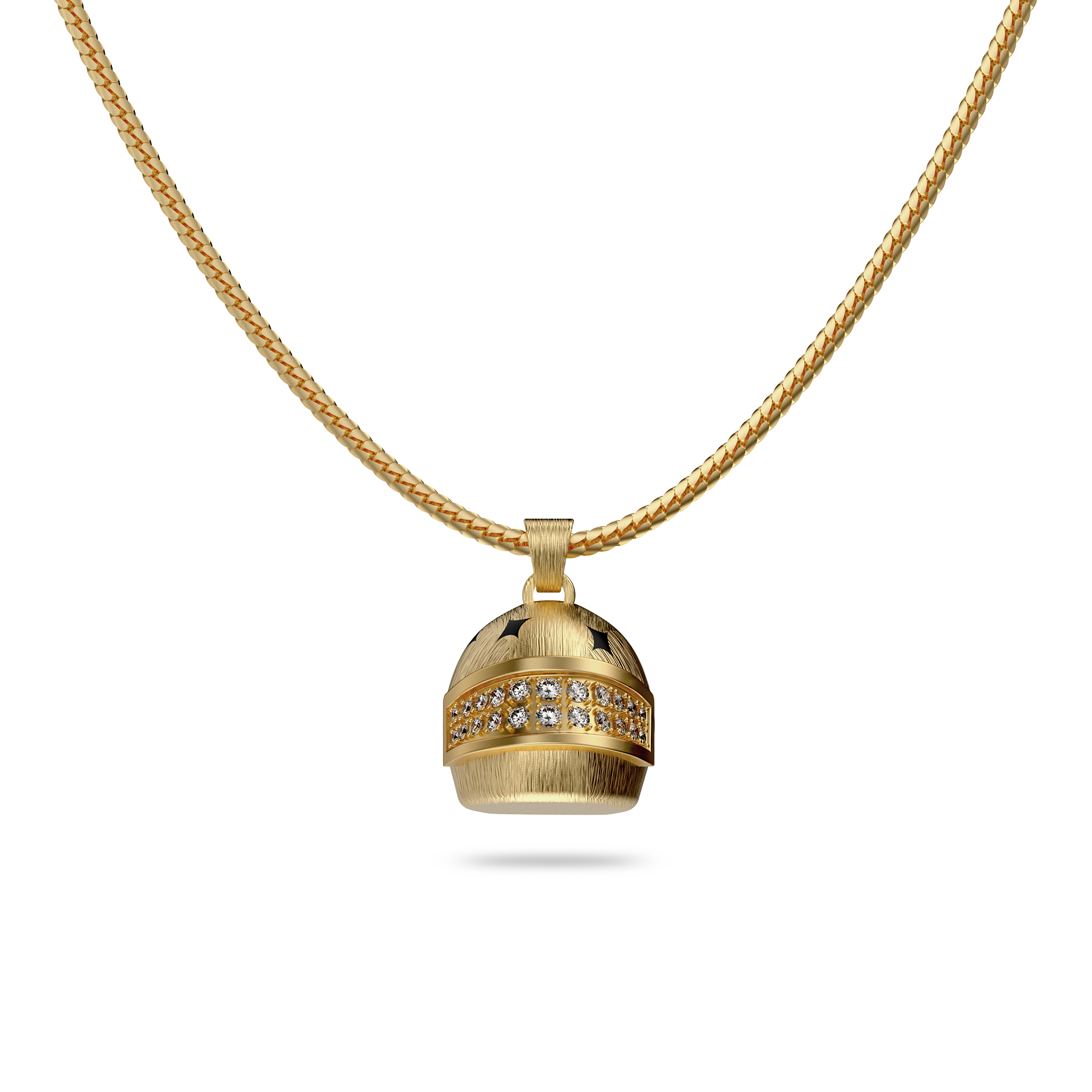 The Speed Helmet Pendant, White Diamond Pavé - PASCAL#color_18k-yellow-gold-vermeil-white-diamond