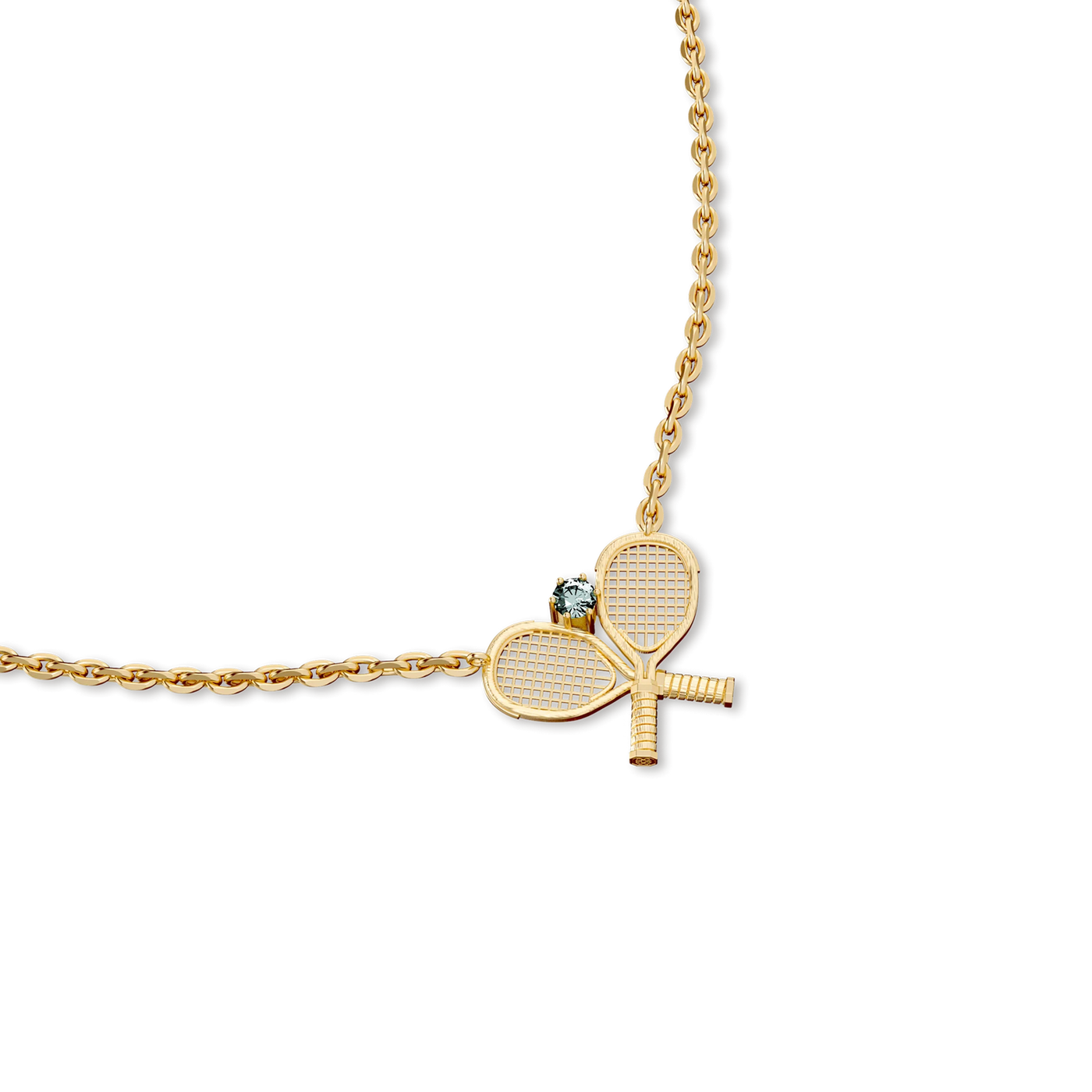 'The Tennis' Two Rackets Necklace, Green Diamond | PASCAL