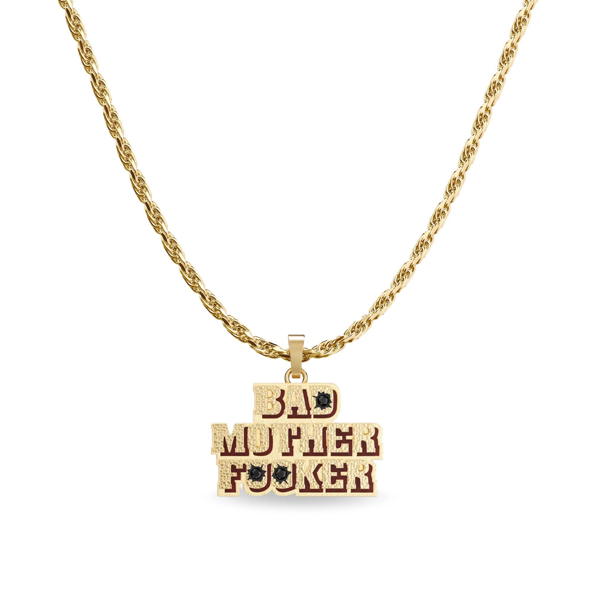 The Fiction BAD MOTHER FXXKER Necklace, Black Diamond - PASCAL#color_18k-yellow-gold-vermeil-black-diamond